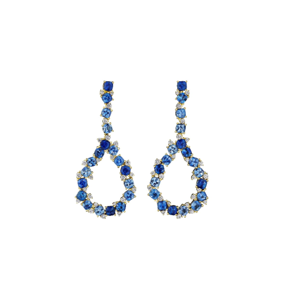 Ombré Sapphire & Diamond Confetti Drop Earrings