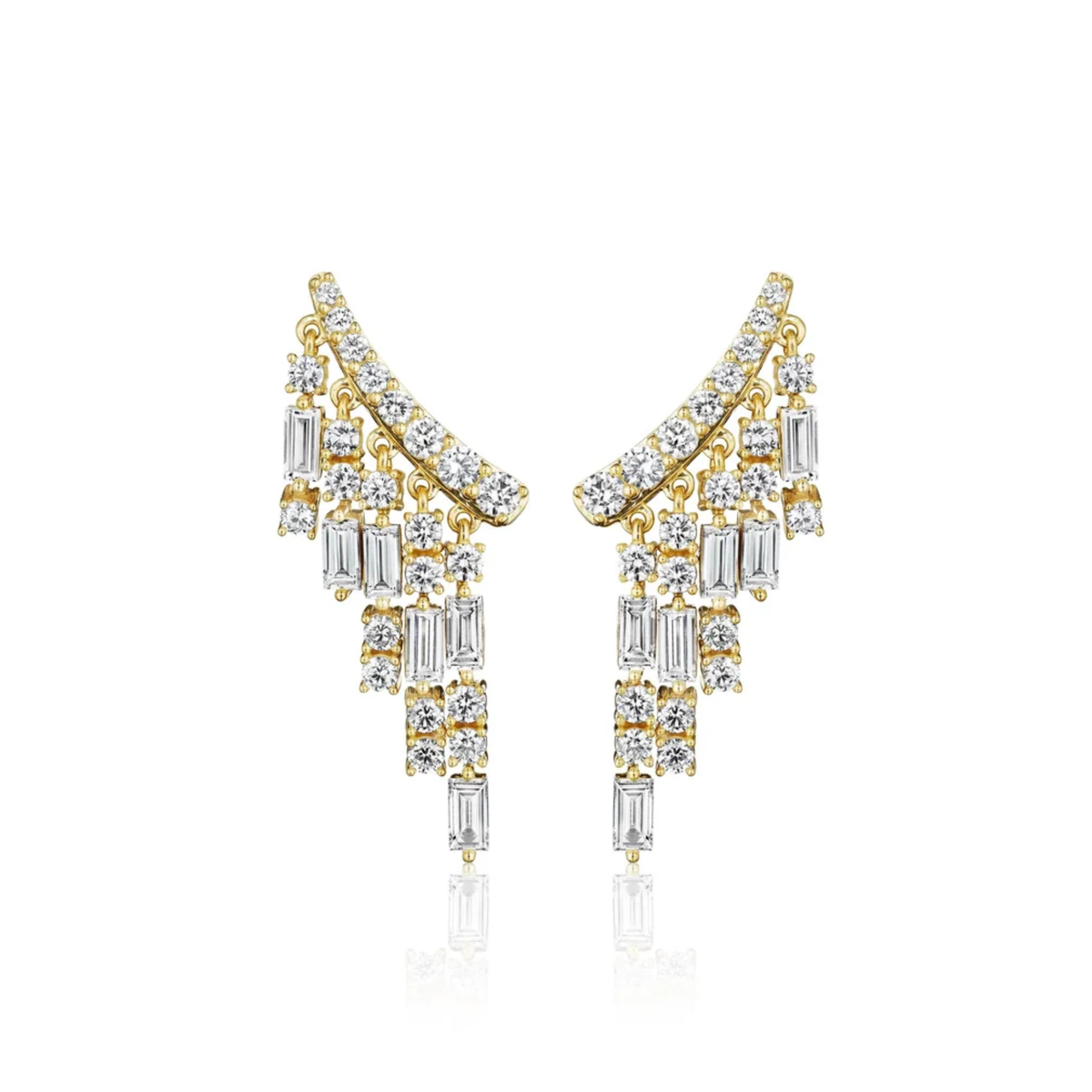 Diamond Cascade Ear Climber Earrings