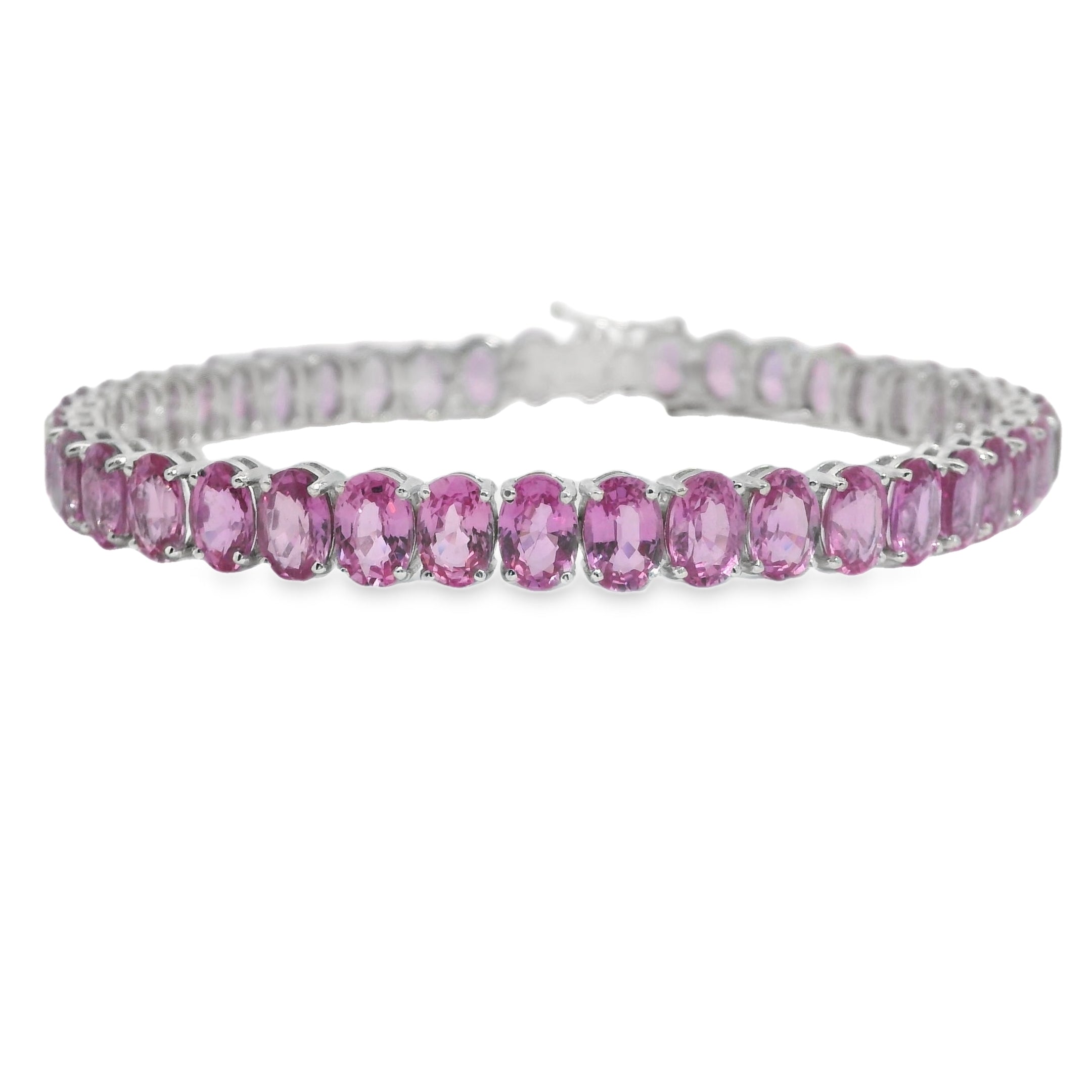 Oval Pink Sapphire Line Bracelet