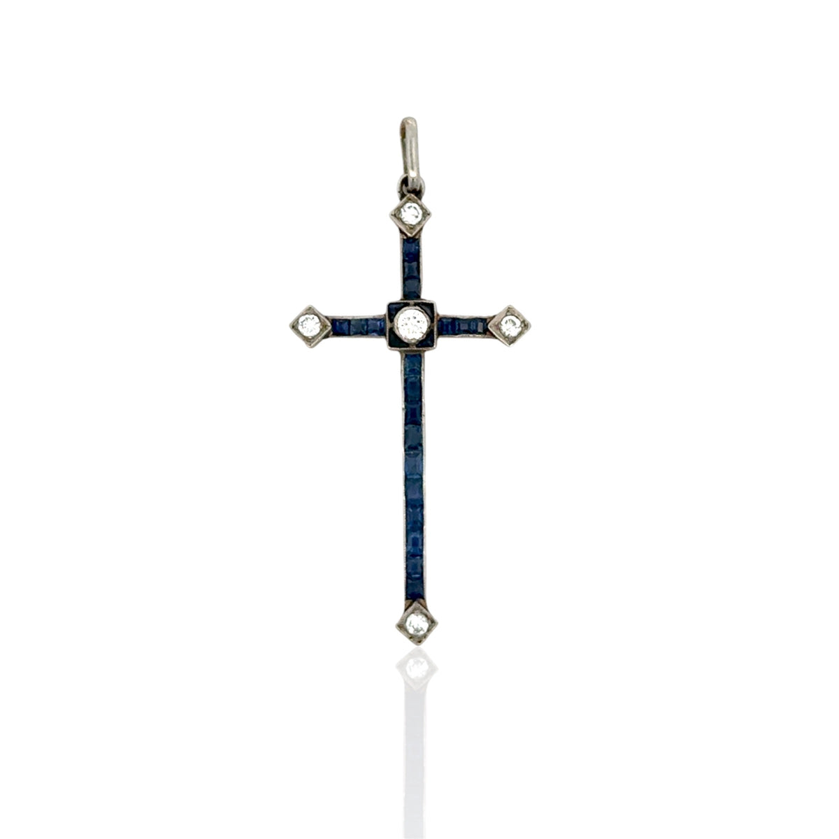 Vintage Diamond & Sapphire Cross Pendant