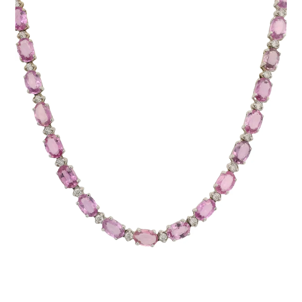 Vintage Pink Sapphire and Diamond Necklace