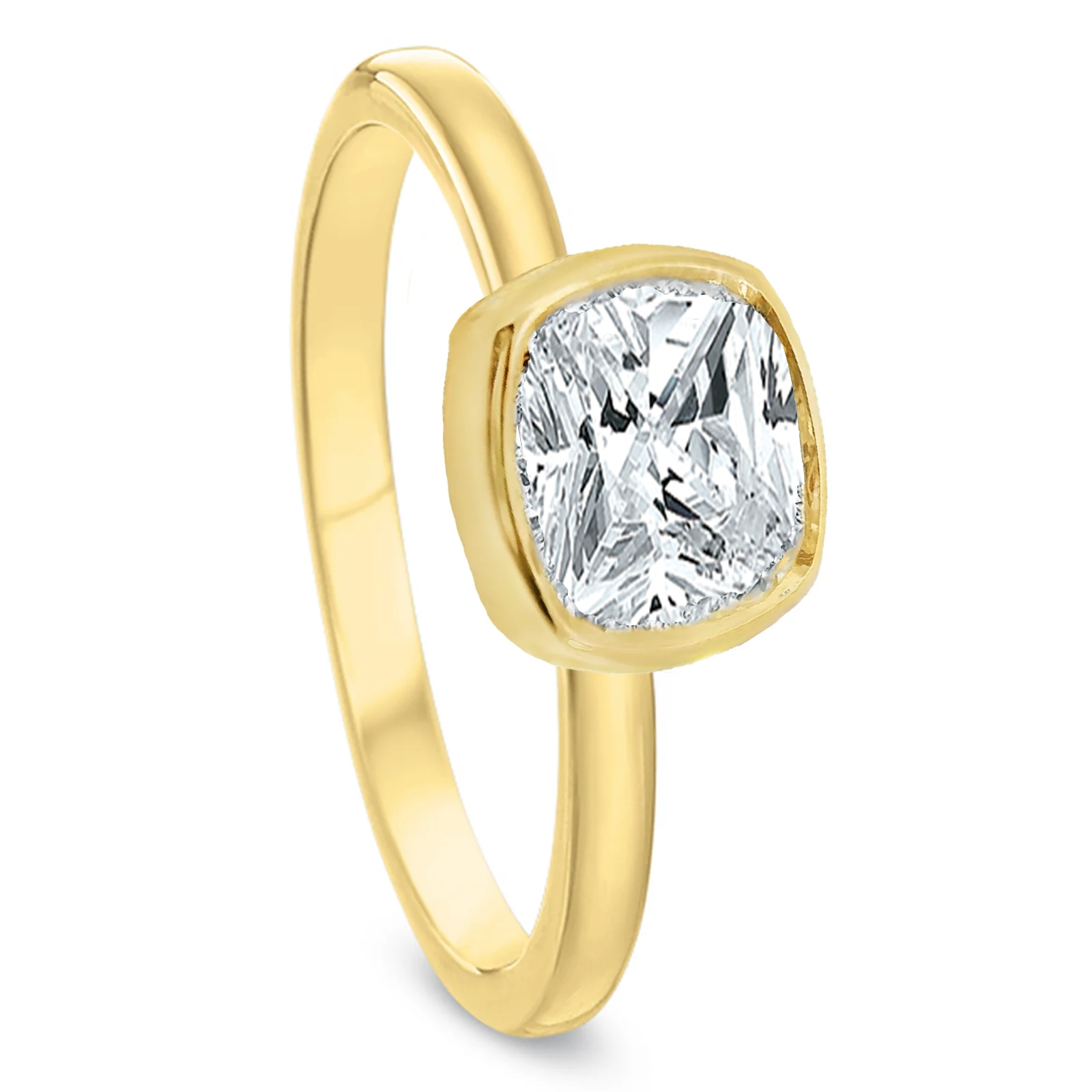Modern Classic Bezeled Cushion-Cut Solitaire Mounting