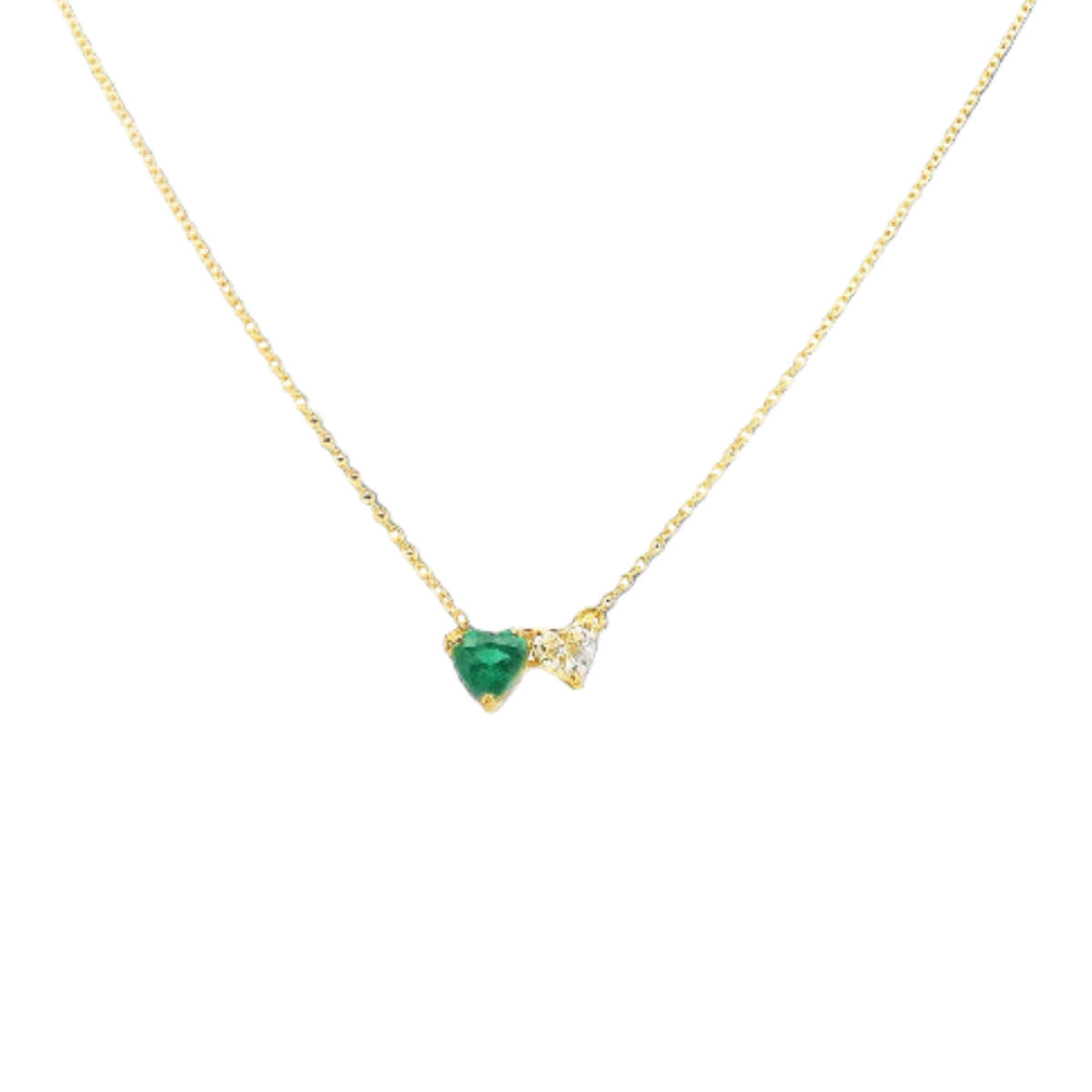Emerald and Diamond Heart Necklace