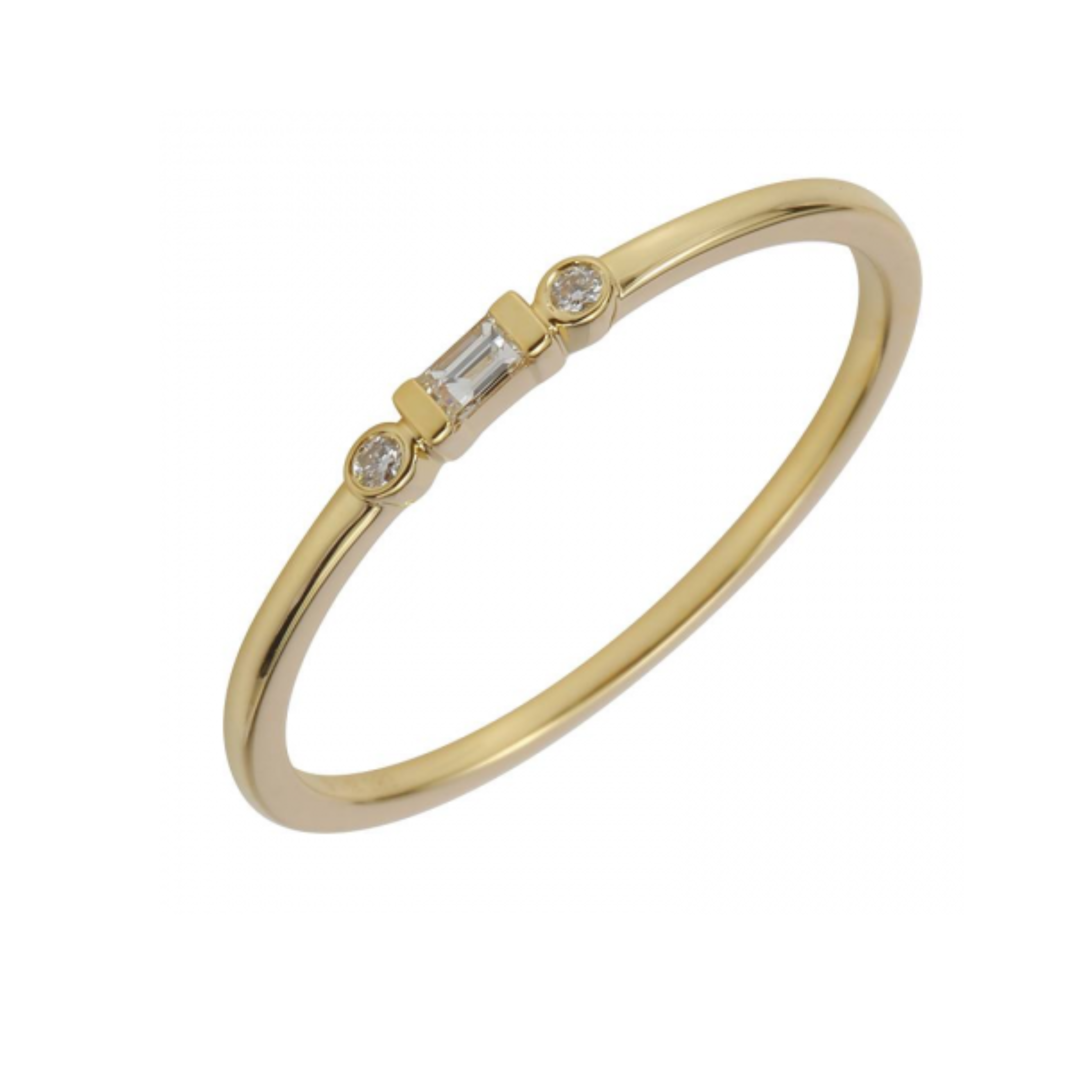 Round & Baguette Diamond Three-Stone Ring