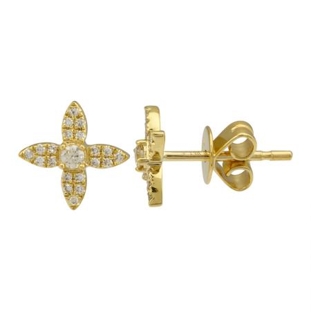 Diamond Flower Stud Earrings