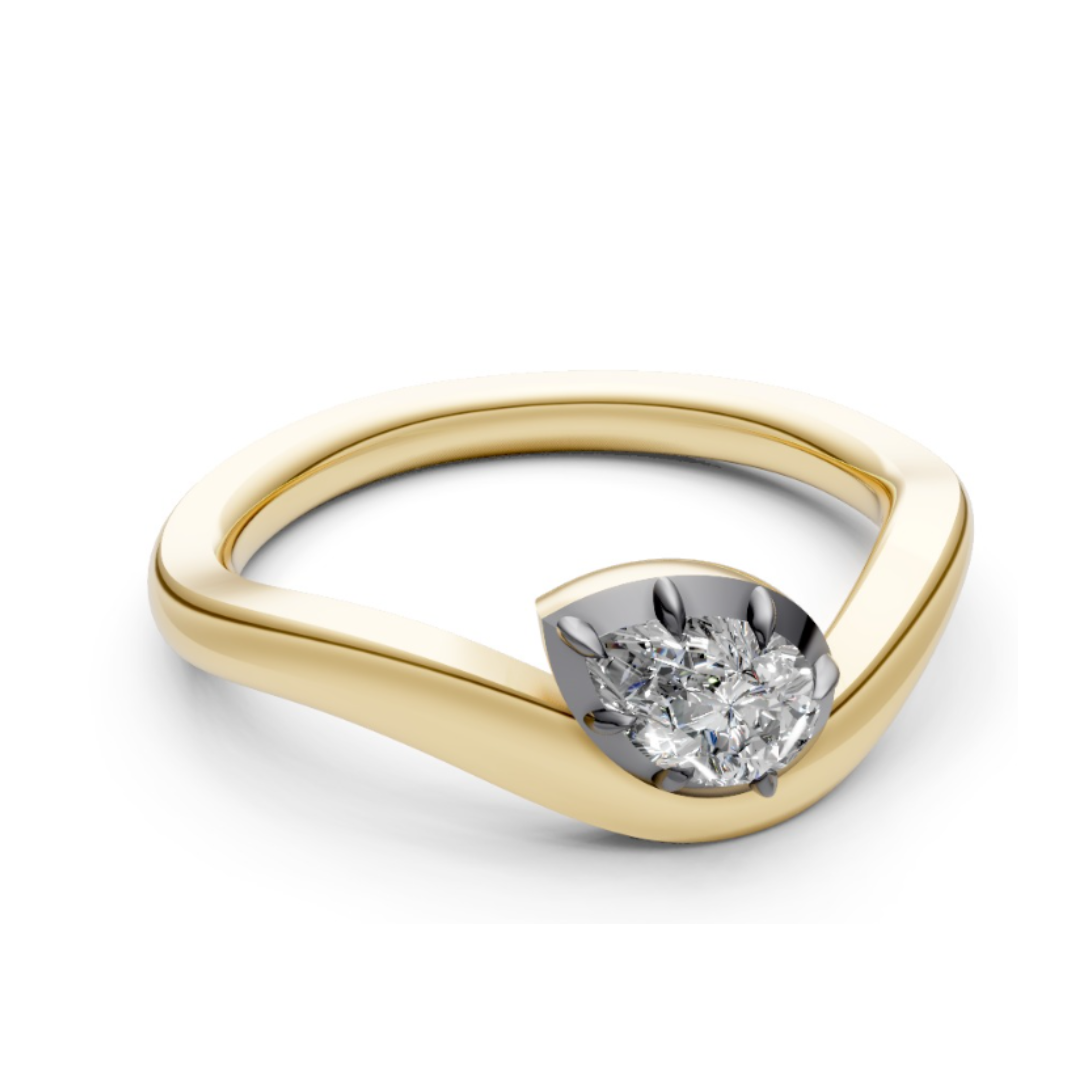Collet Set Pear Diamond Wave Ring