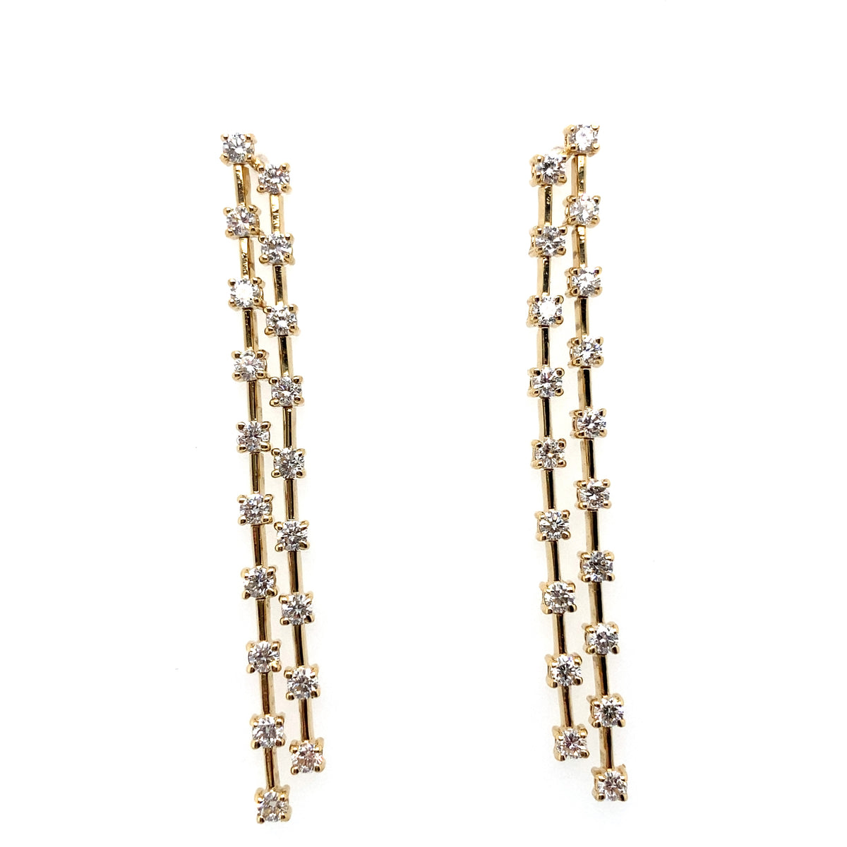 Diamond Station Double Drop Earrings