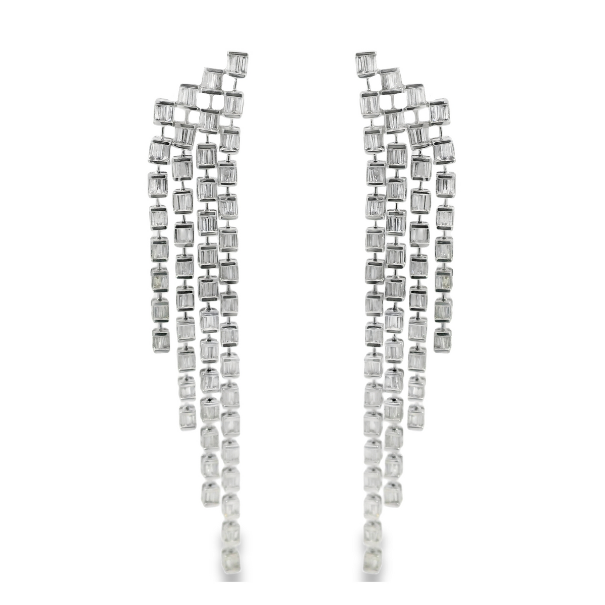 Bezel Baguette Diamond Chandelier Earrings