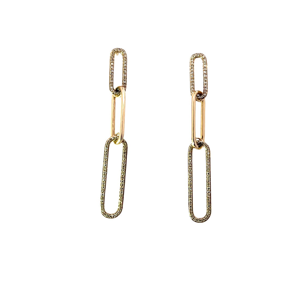 Diamond Paperclip Link Drop Earrings