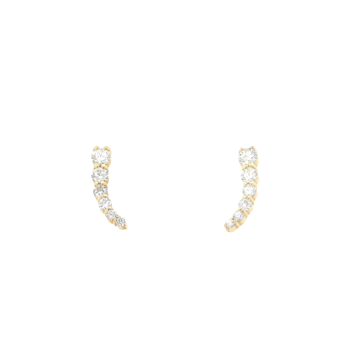 Tapered Diamond Ear Climber Stud Earrings