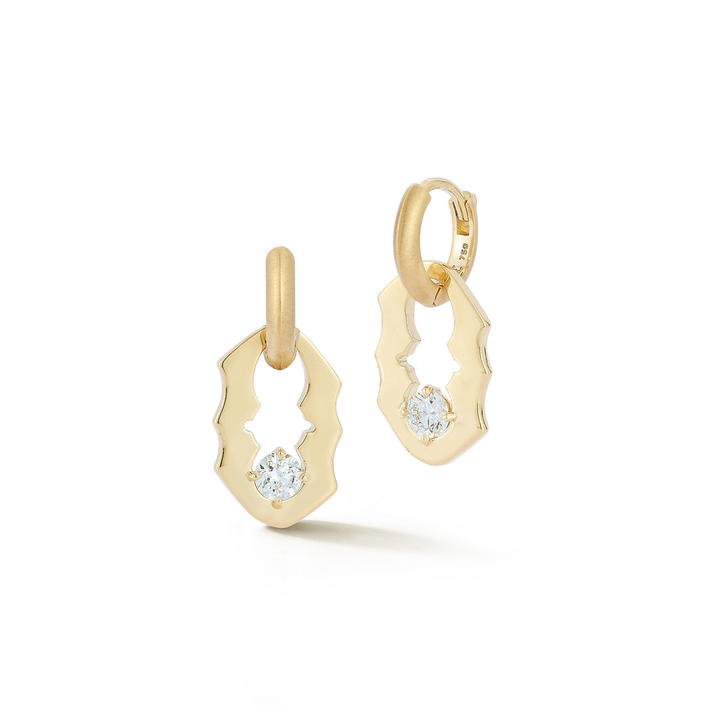 Diamond Link Huggie Drop Earrings