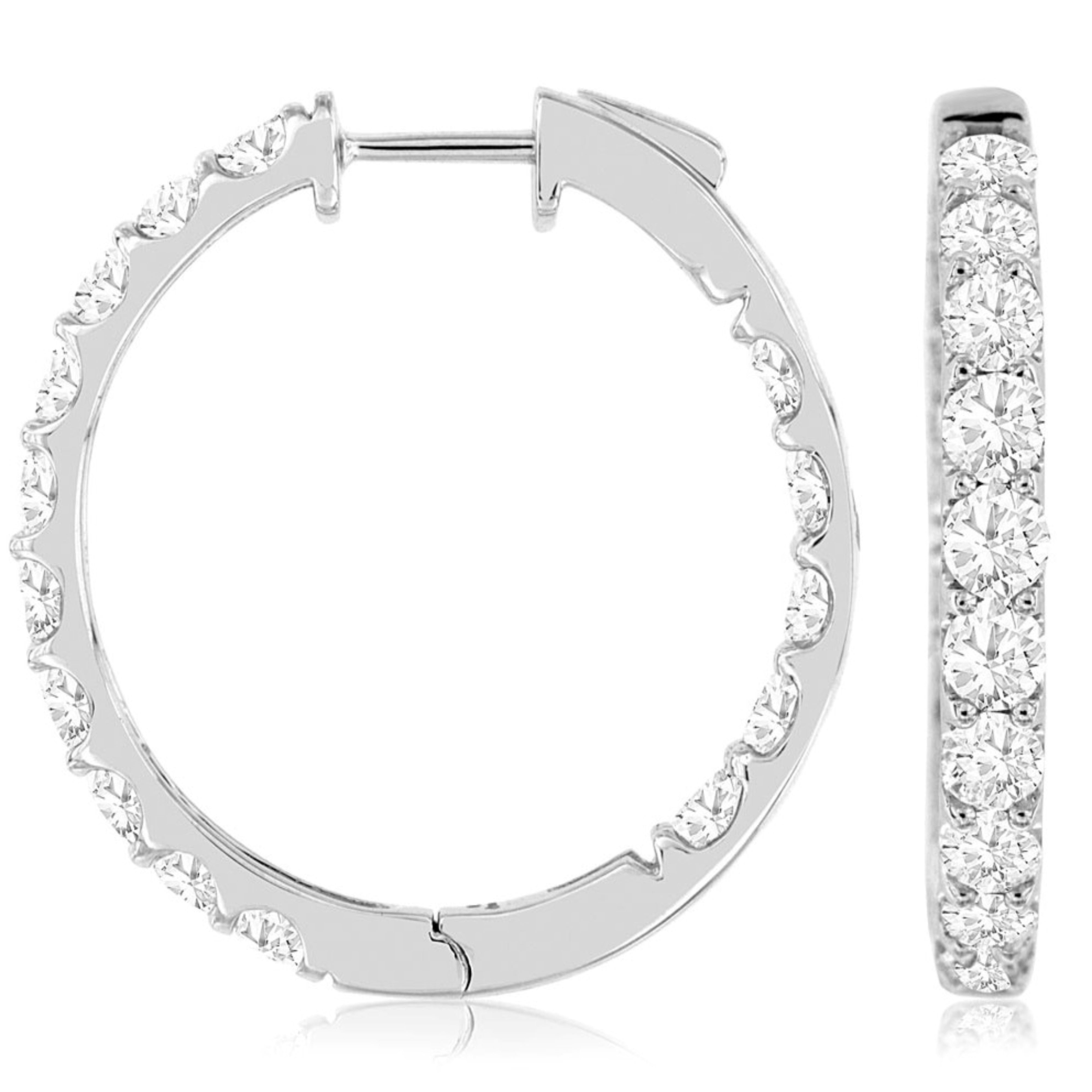 28mm Round Diamond Hoop Earrings