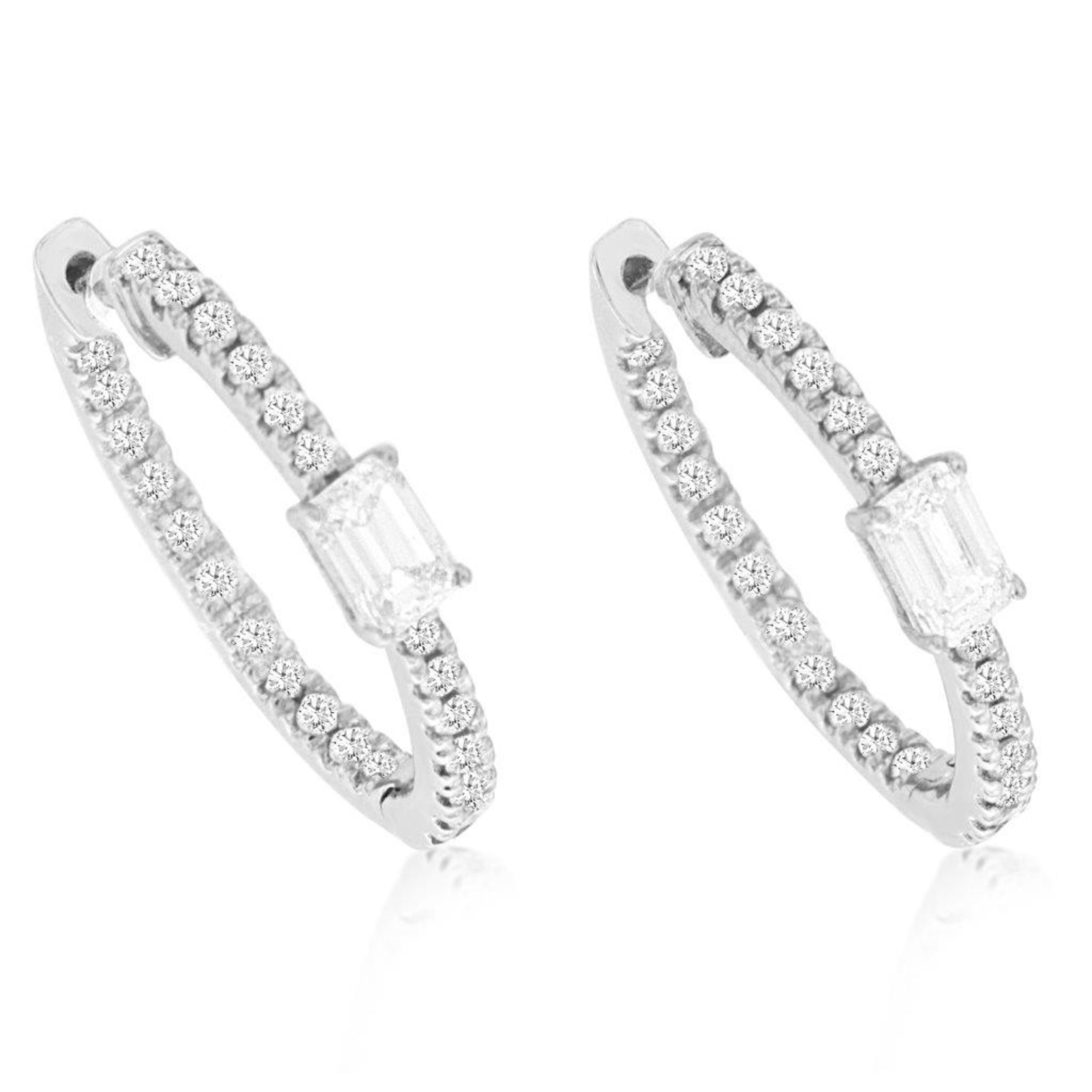 Baguette Diamond Inside/Outside Hoop Earrings