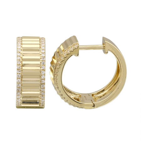 Diamond Fluted Wide Large Hoop Earrings