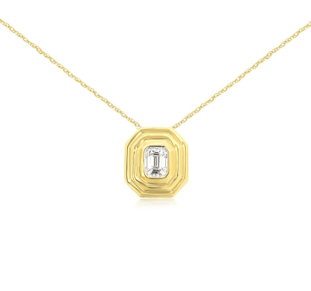 Fluted Bezel Baguette Diamond Necklace