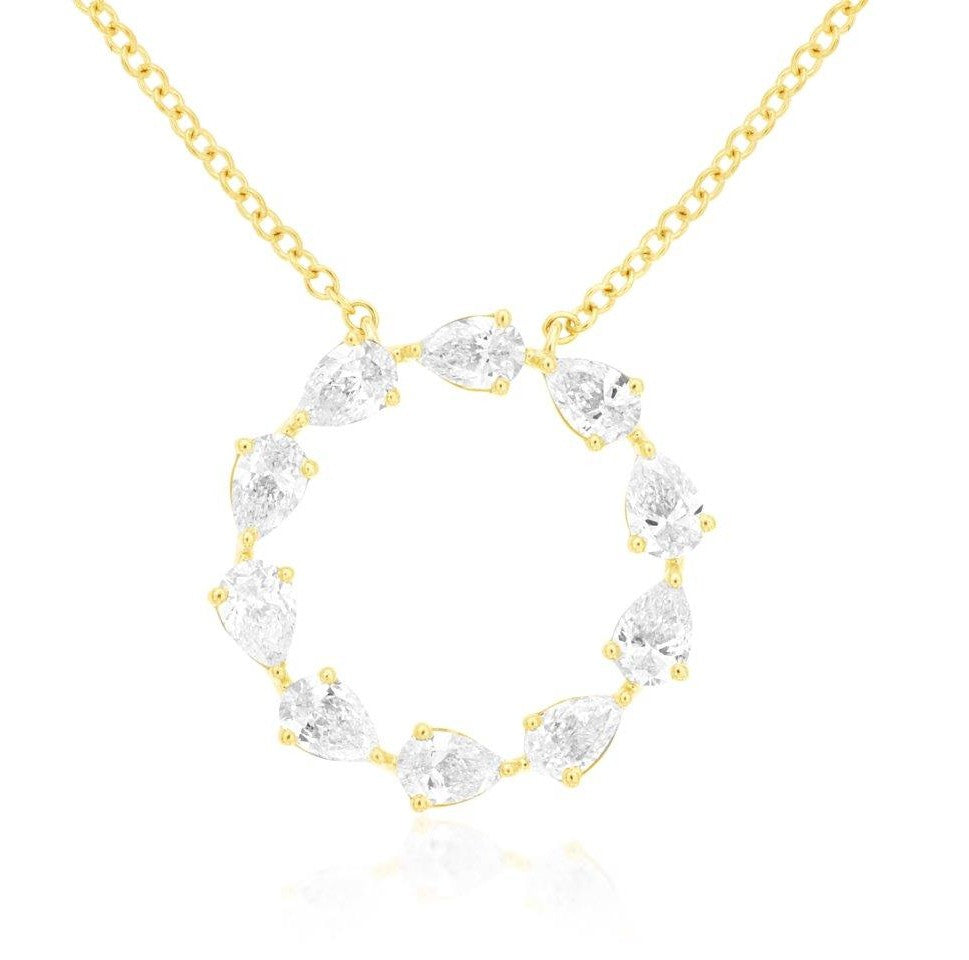 Open Circle Pear Diamond Necklace