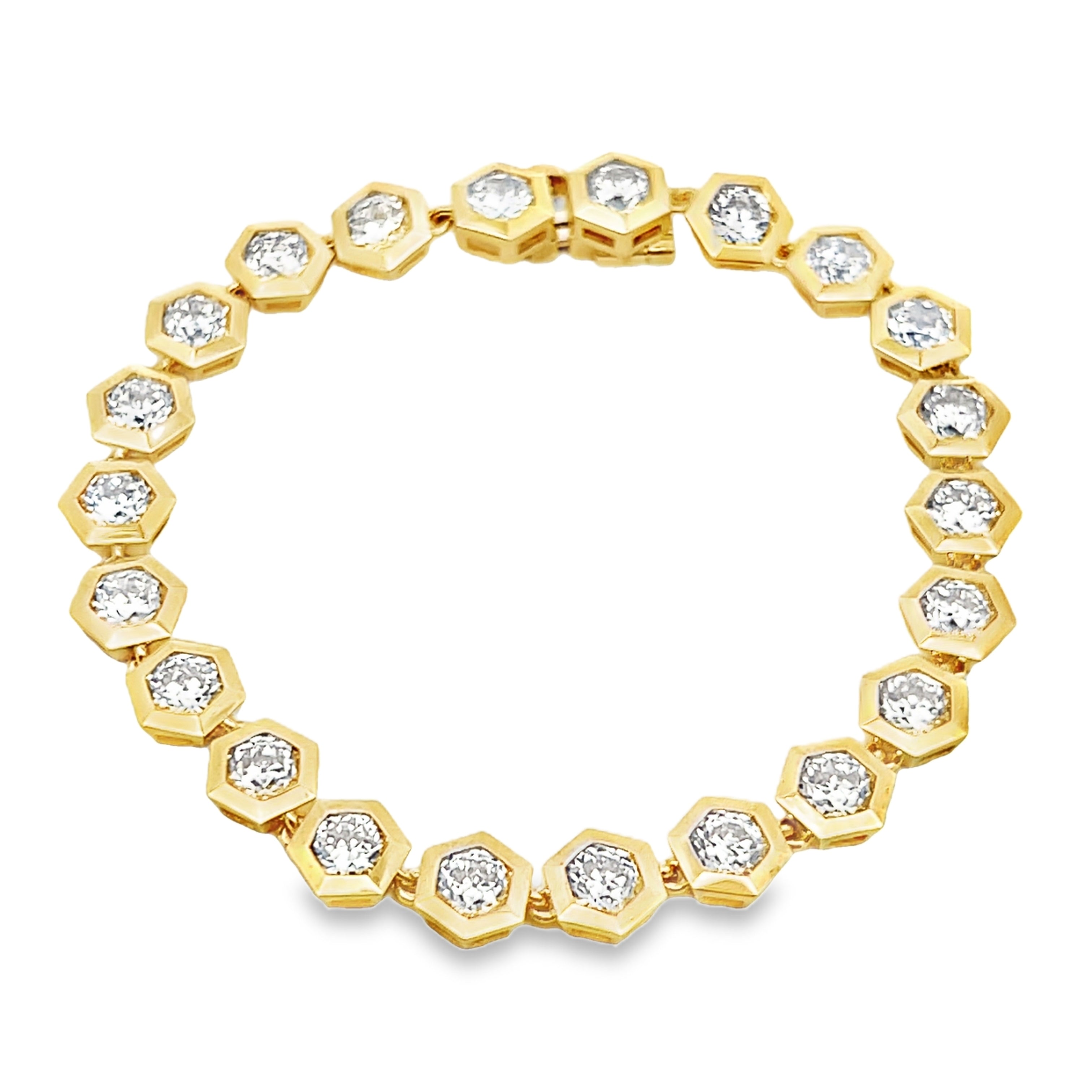 Old European Cut Diamond Hexagon Tennis Bracelet