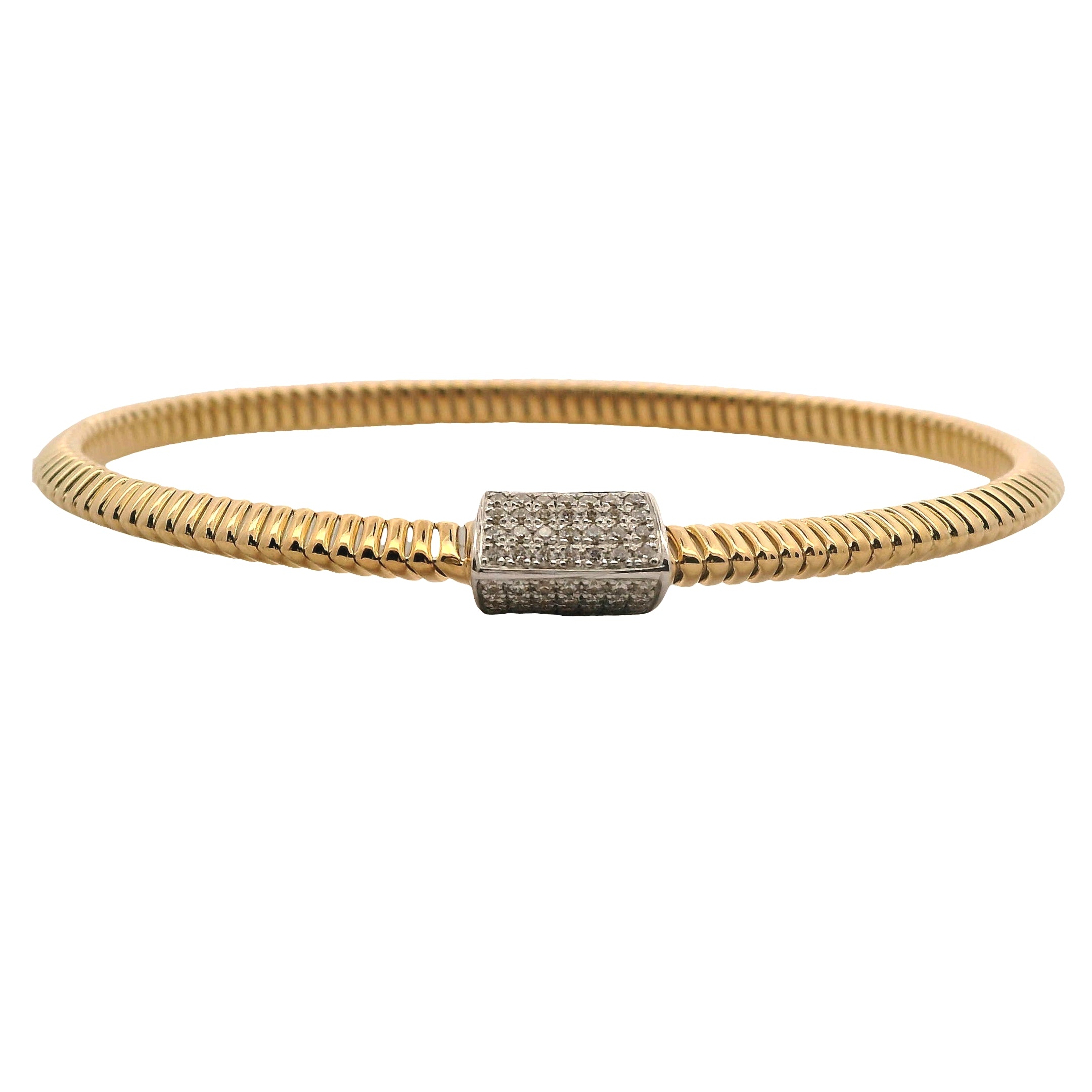 Tubogas Bangle with Pavé Diamond Center