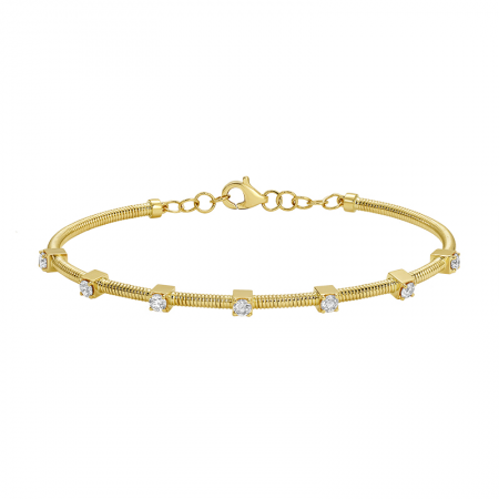 Skinny Omega Diamond Station Bangle