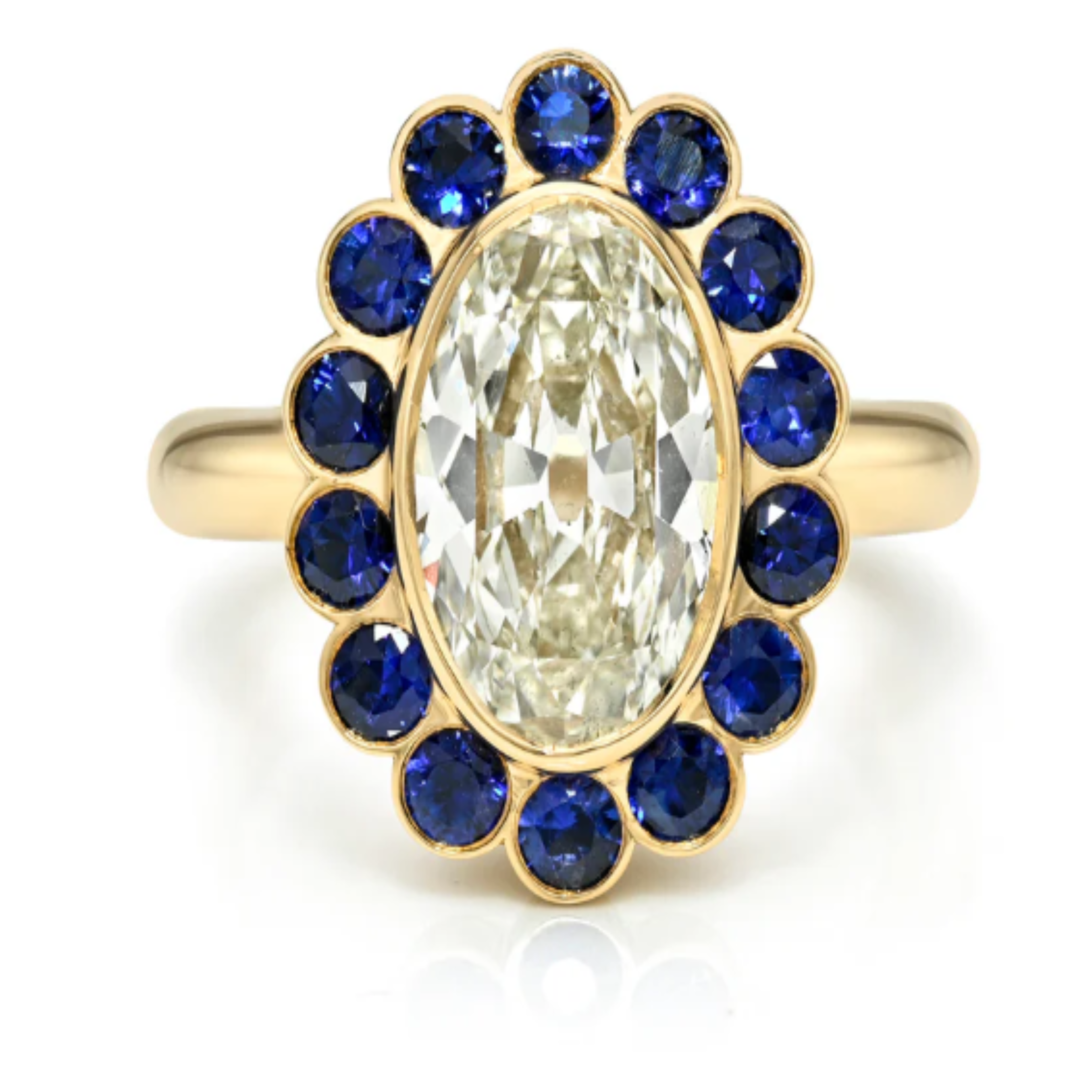 Lilibet Oval Diamond & Sapphire Halo Ring