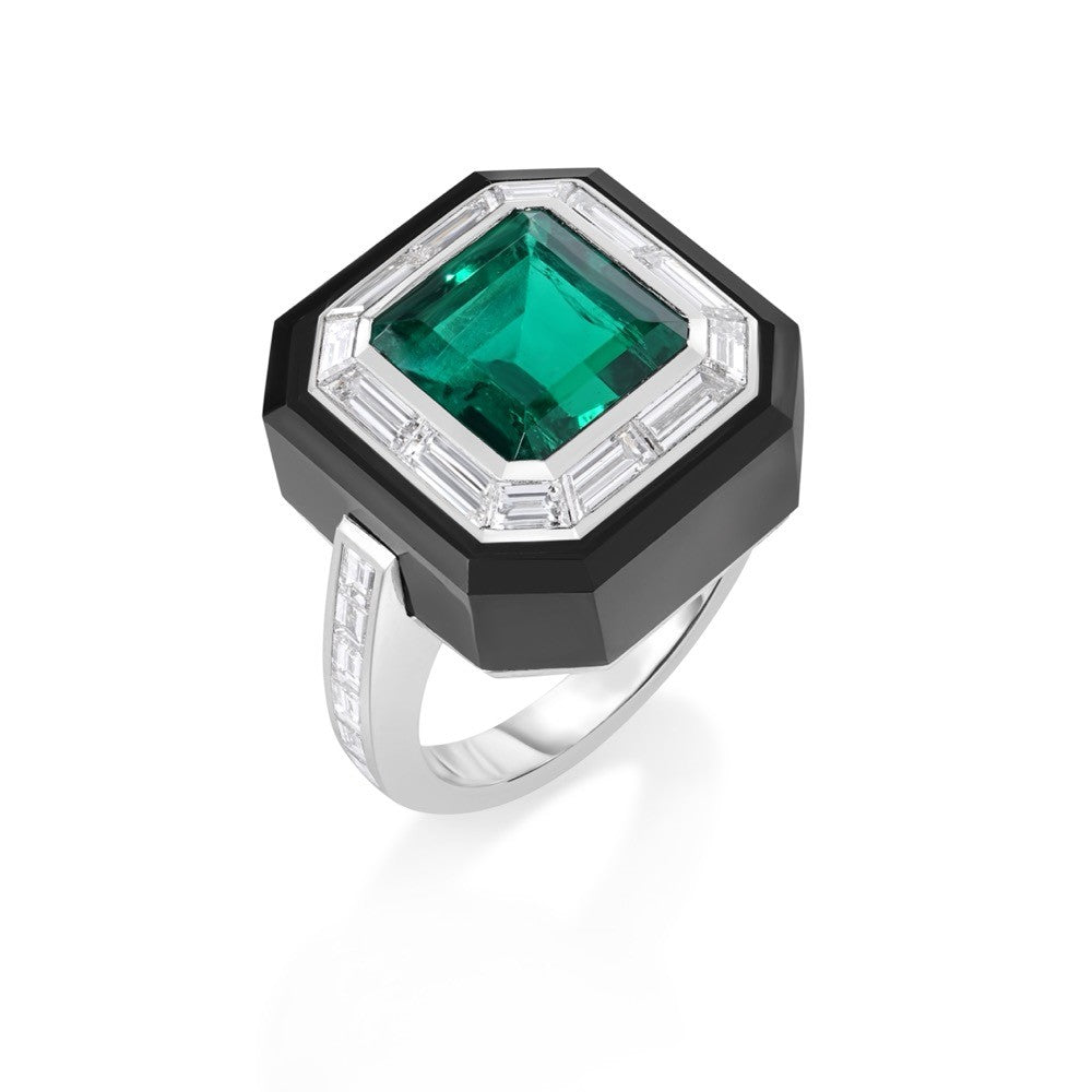 Colombian Emerald & Diamond Halo Ring