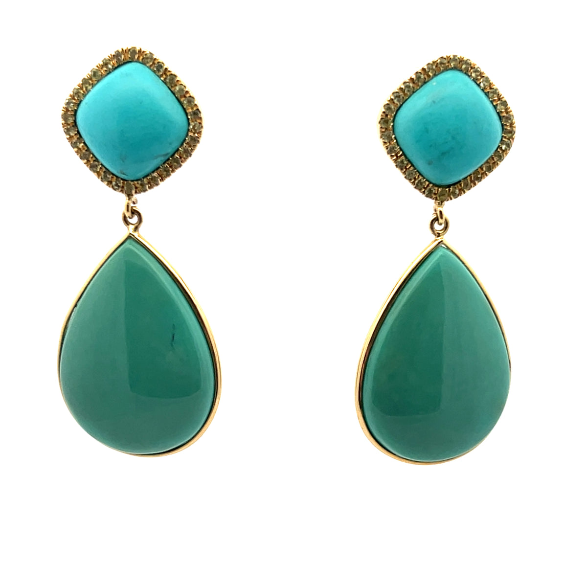 Vintage Peridot & Turquoise Dangle Earrings