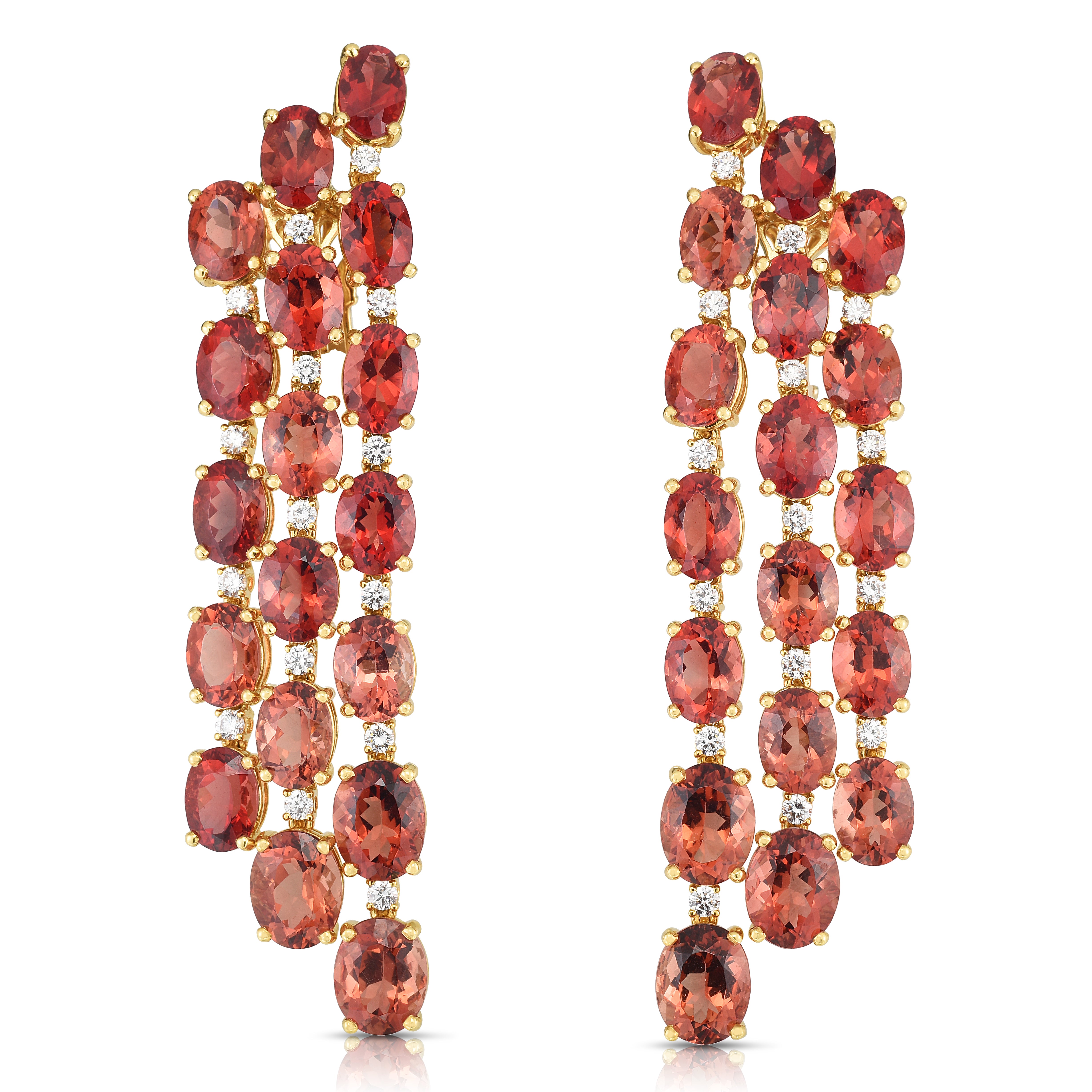 Cascading Sunstone & Diamond Earrings