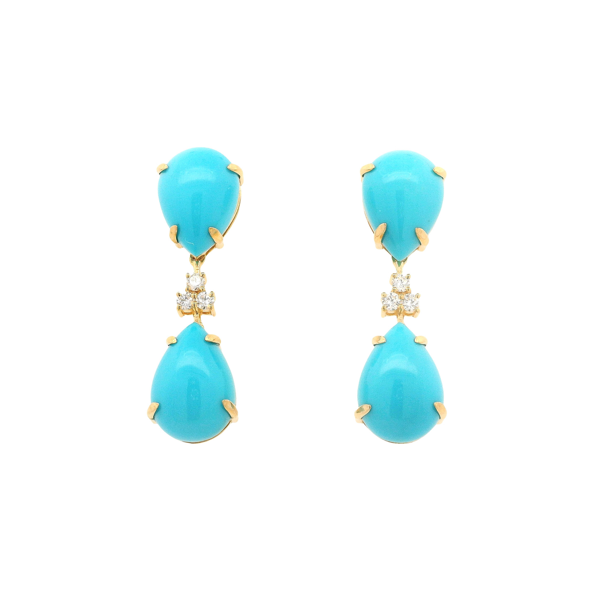 Turquoise and Diamond Double Drop Earrings