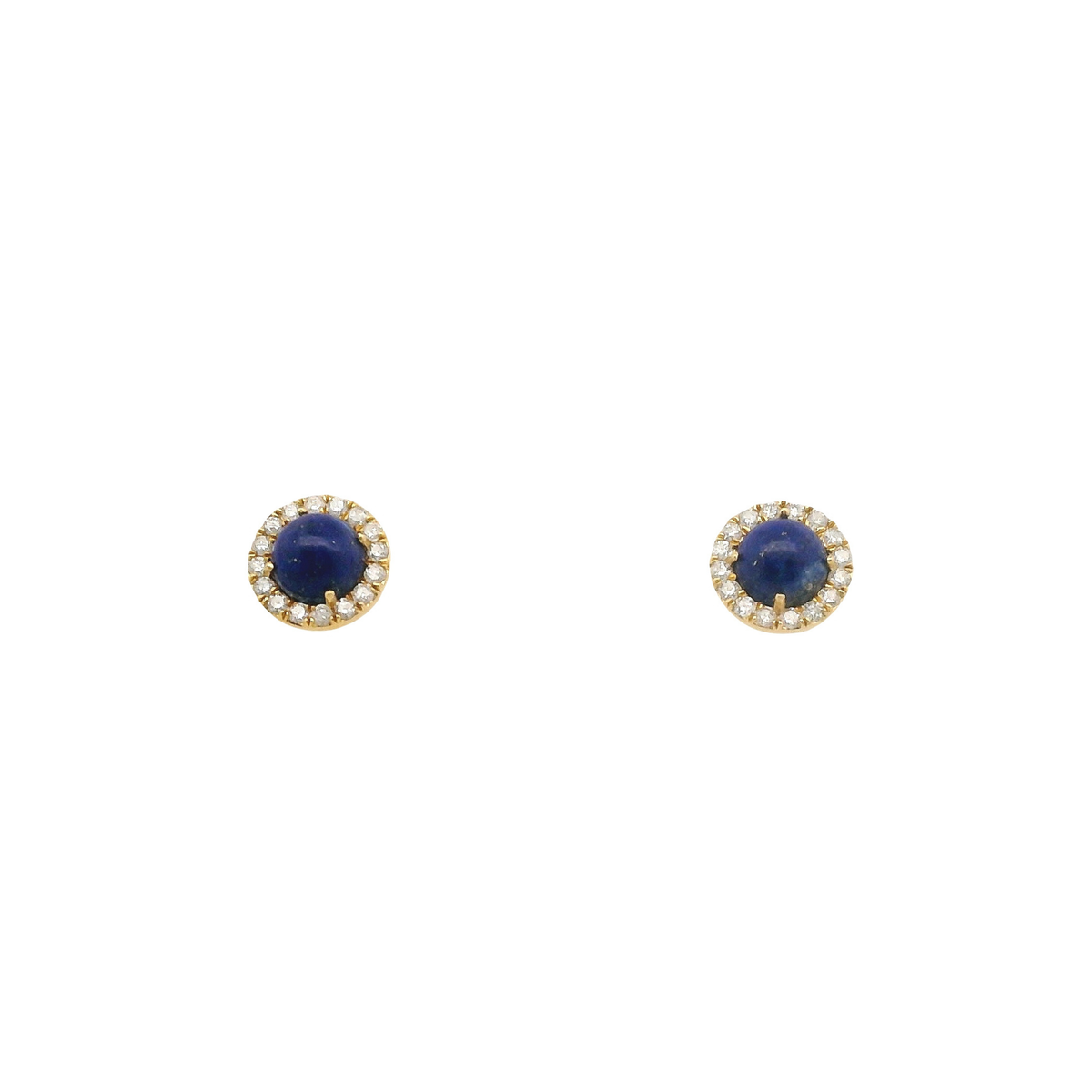 Lapis and Diamond Halo Stud Earrings