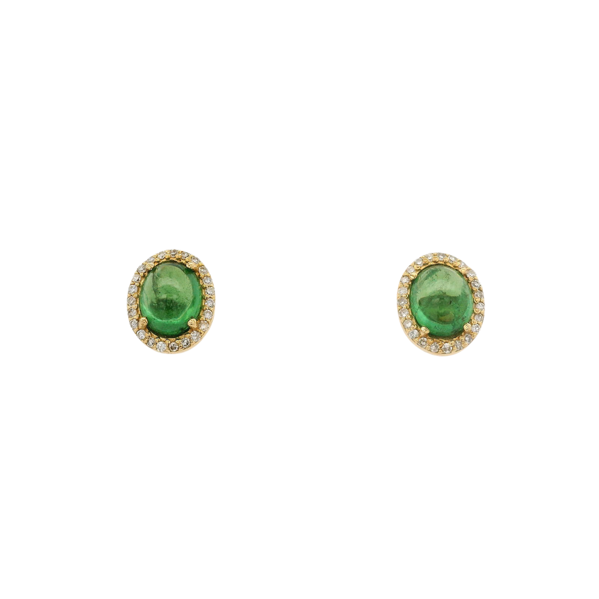 Tsavorite and Diamond Halo Stud Earrings