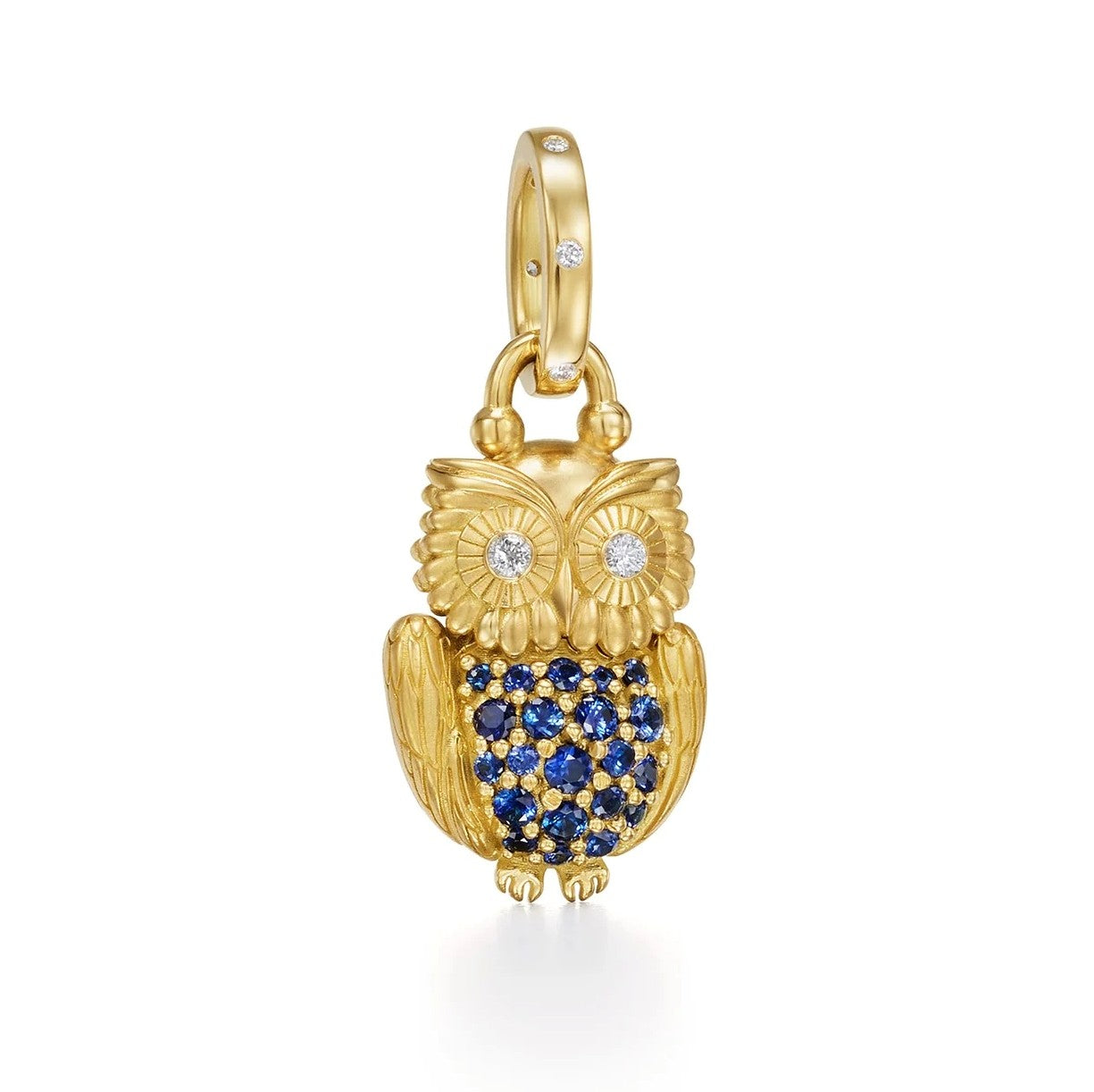 Blue Sapphire Gemmy Owl Locket