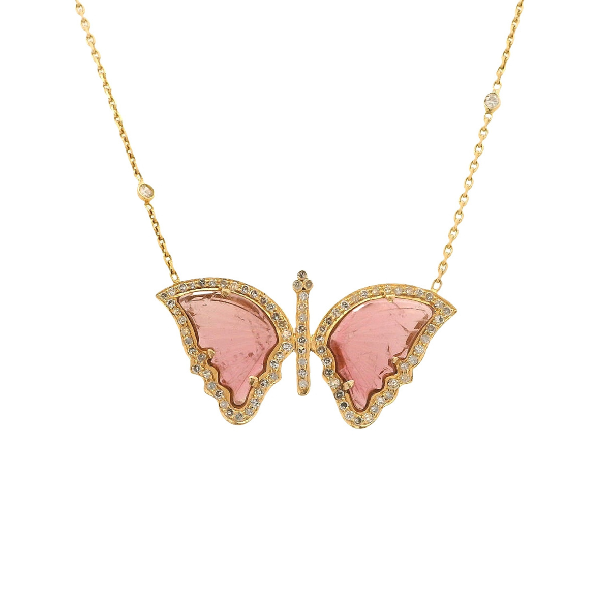 Tourmaline and Diamond Butterfly Necklace