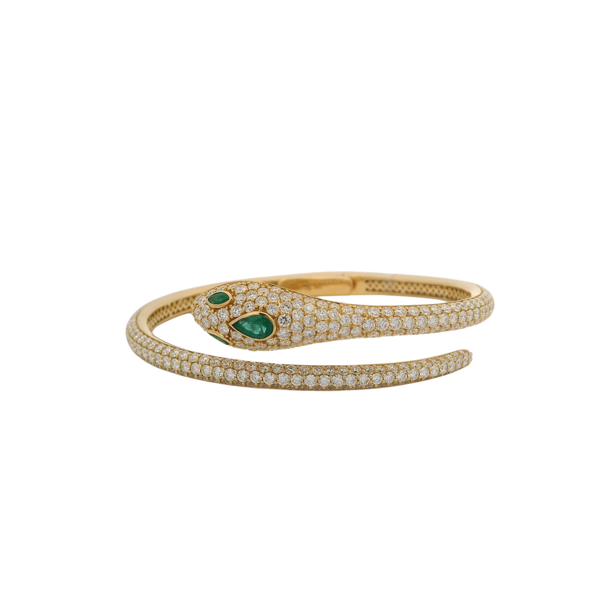 Diamond and Emerald Serpent Bangle
