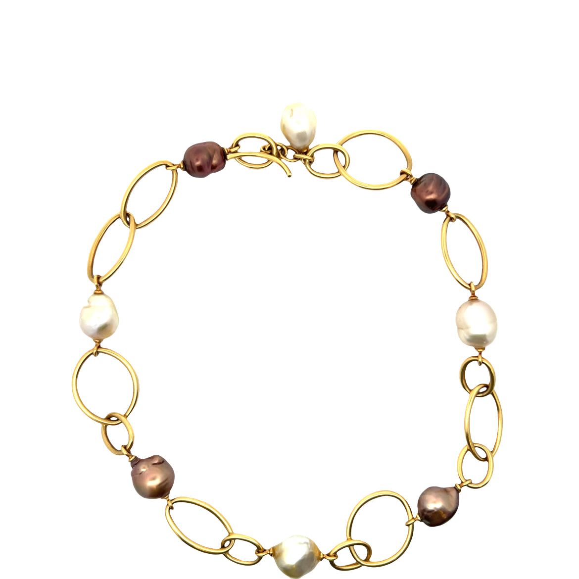 Vintage South Sea Pearl Oval Link Necklace