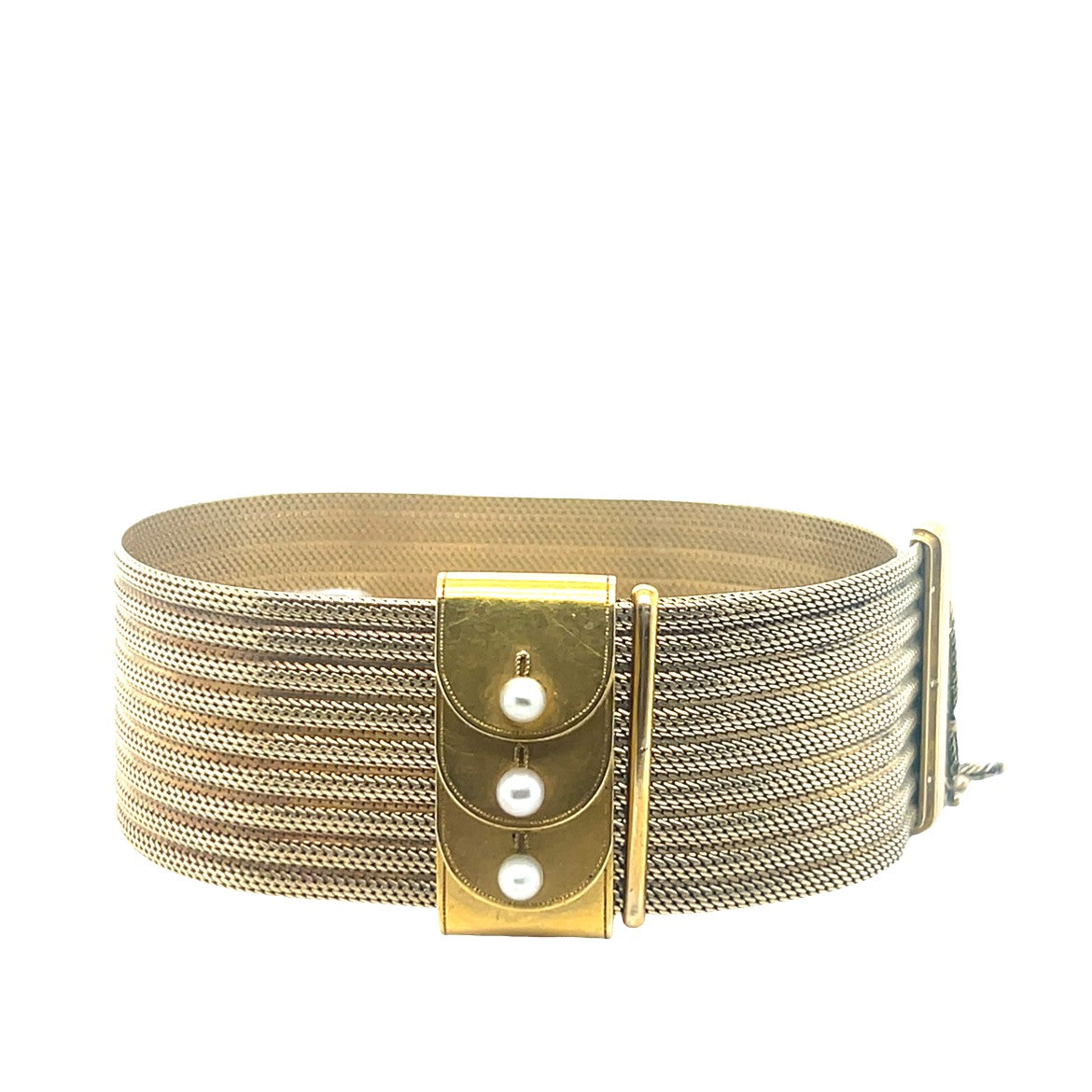 Vintage Pearl Buckle Bracelet with Tassels