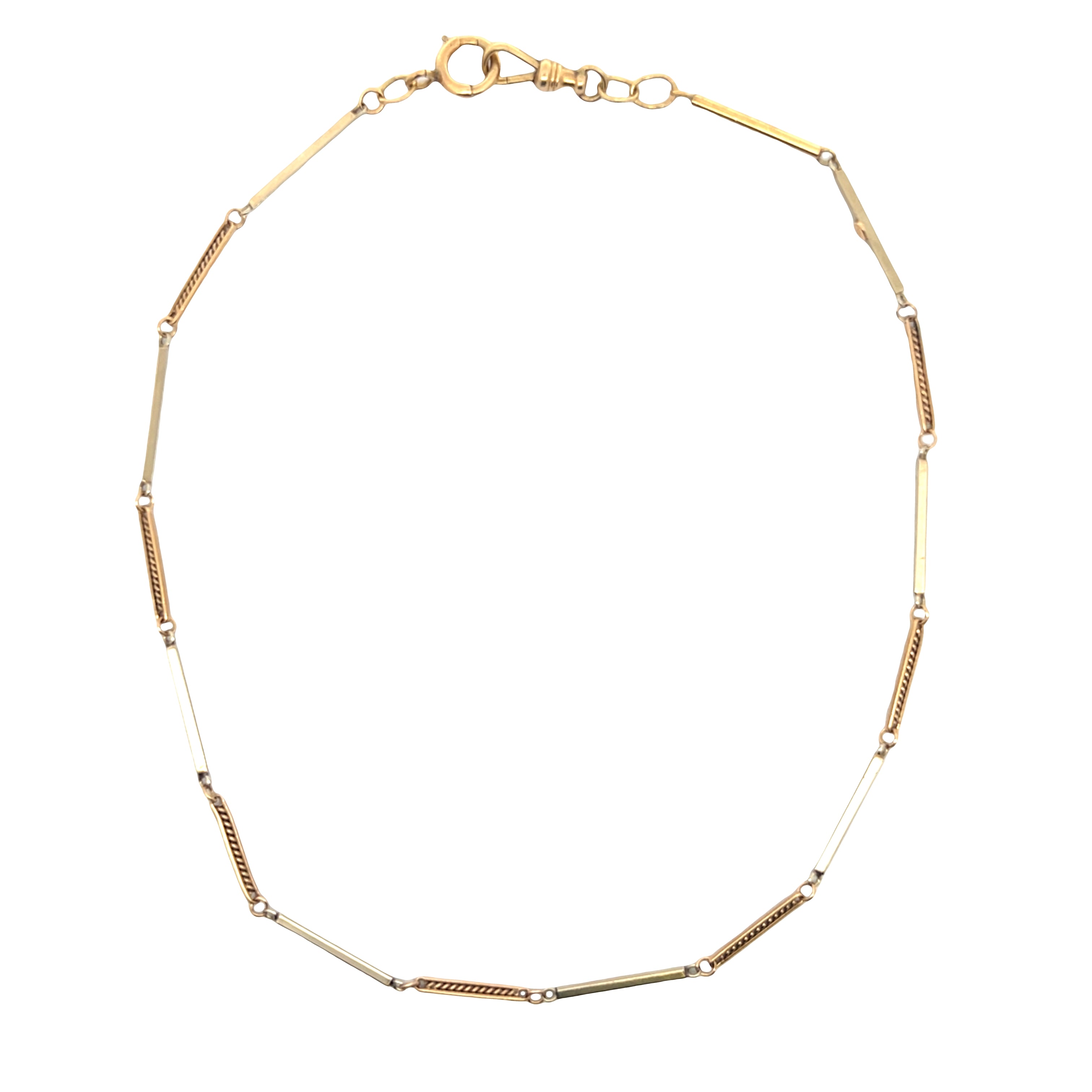 Vintage Bar & Rope Link Chain Necklace