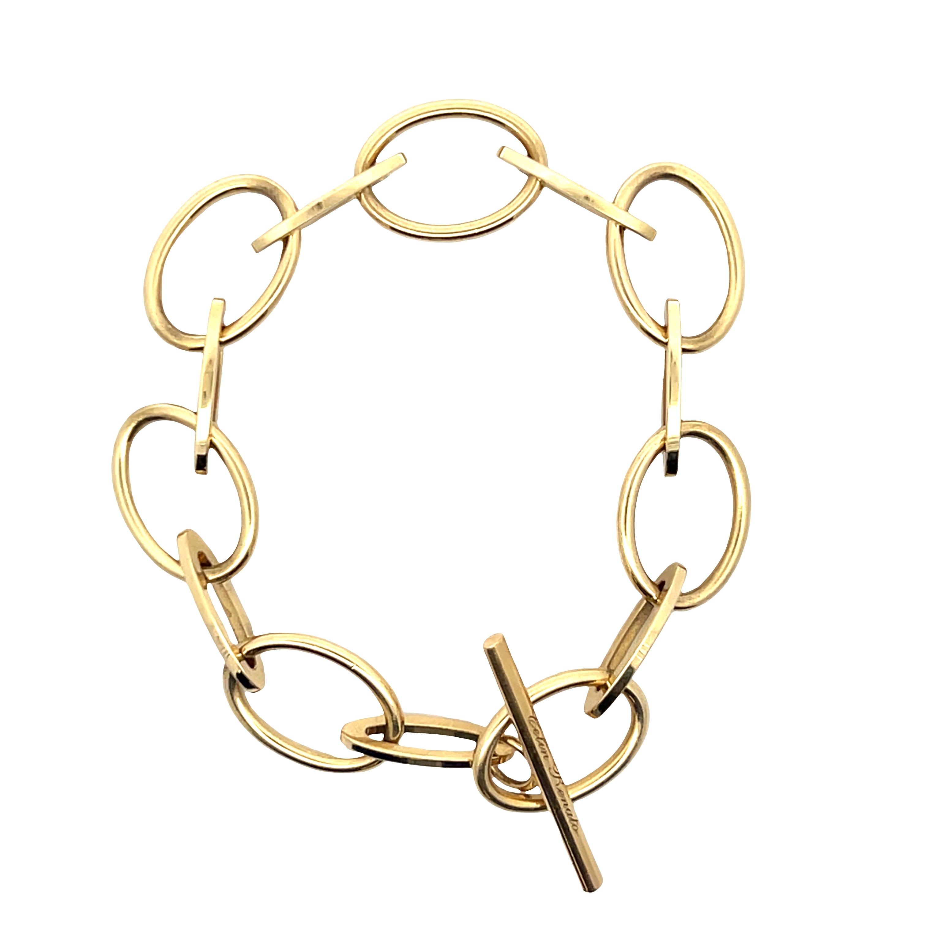 Vintage Oval & Flat Link Bracelet with Toggle Closure