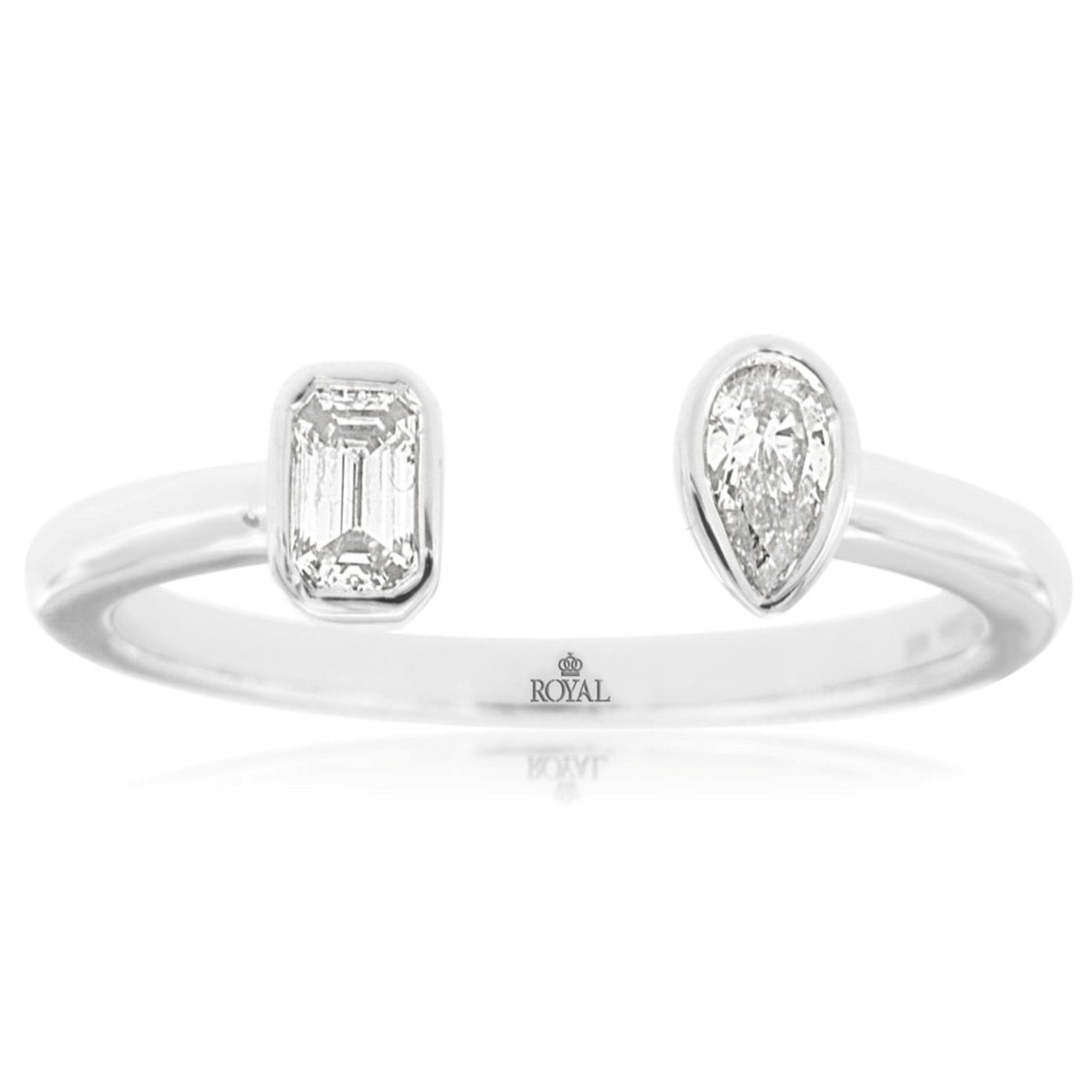 Bezel Set Pear & Baguette Diamond Ring