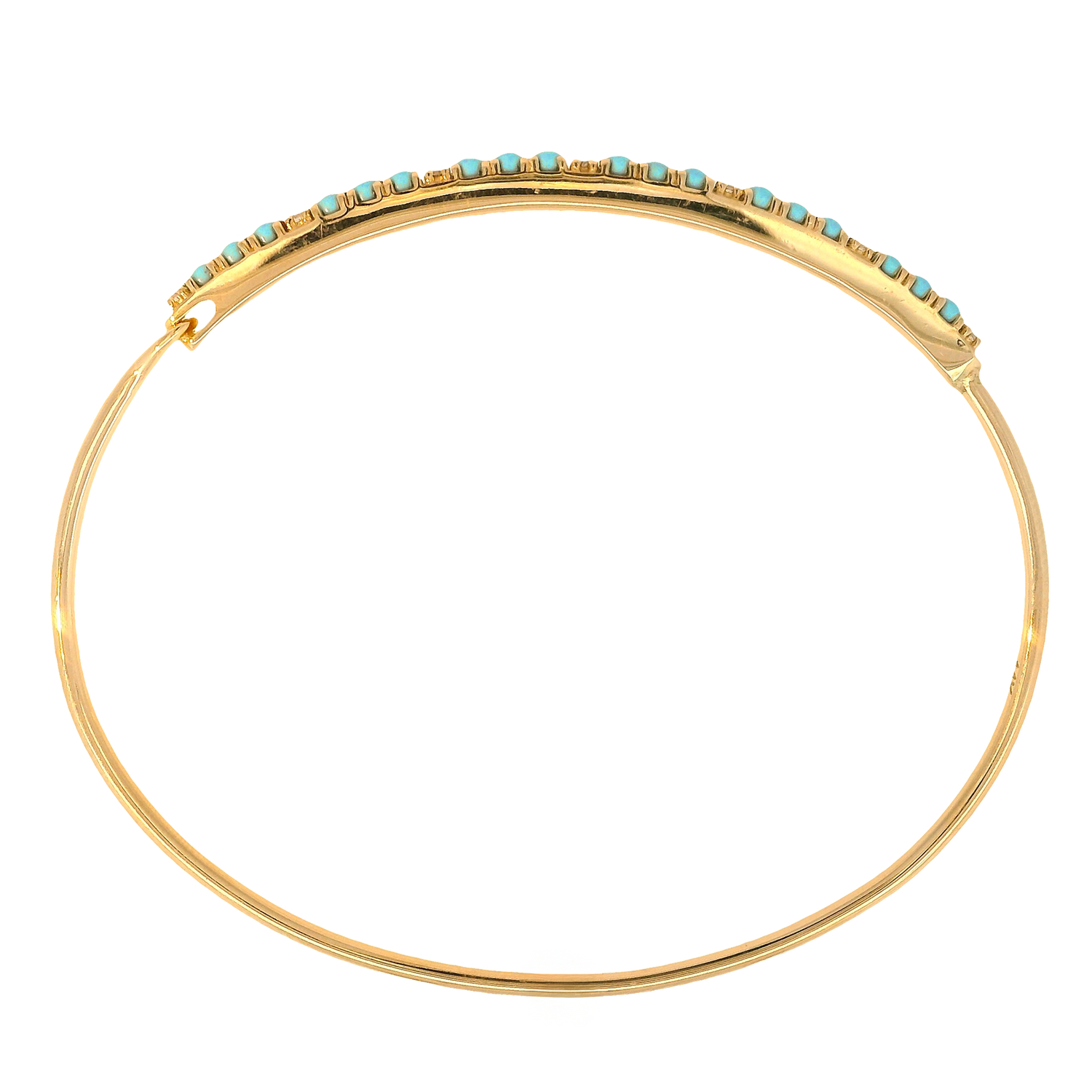 Alternating Turquoise and Diamond Latch Bangle