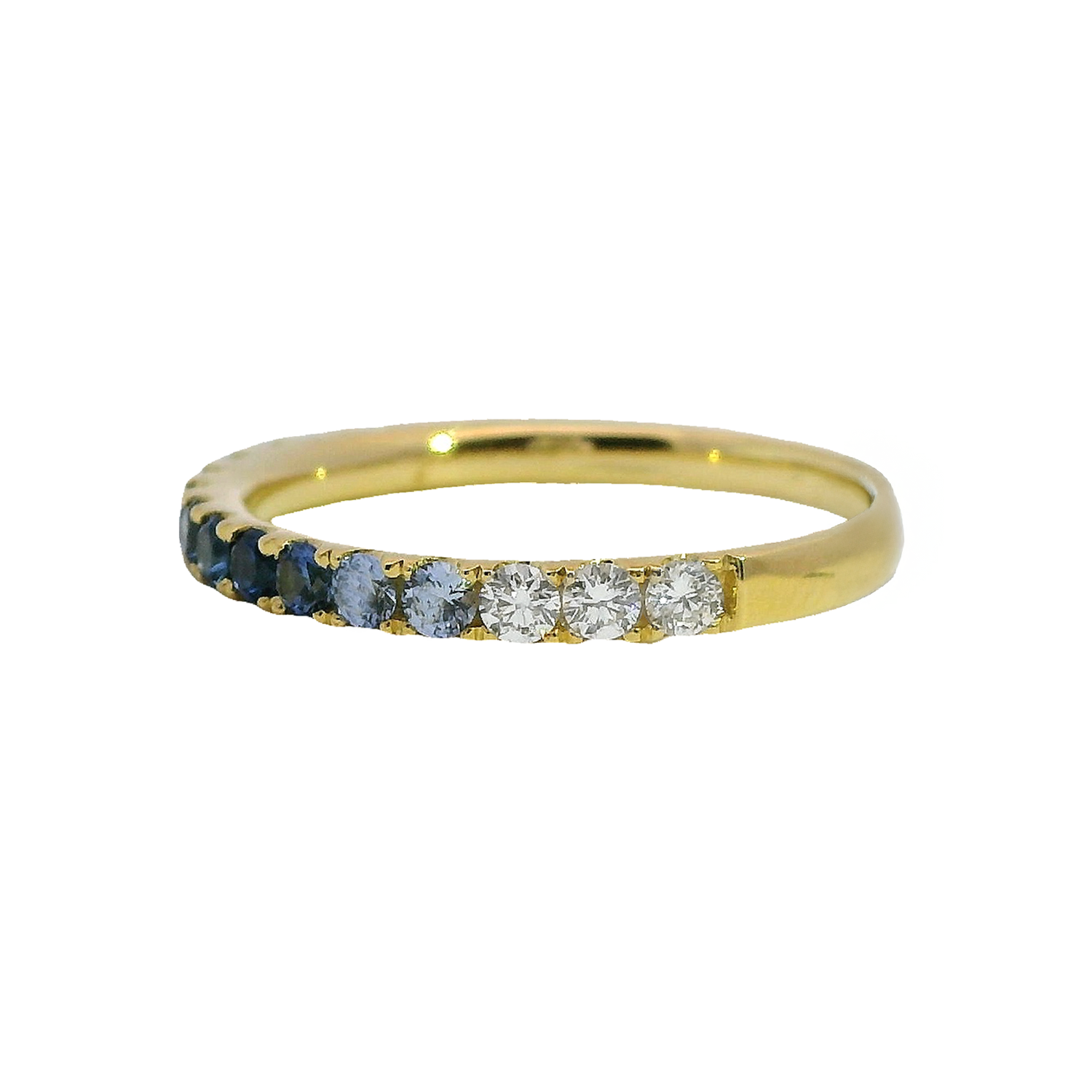 Round Ombre Sapphire and Diamond Anniversary Band