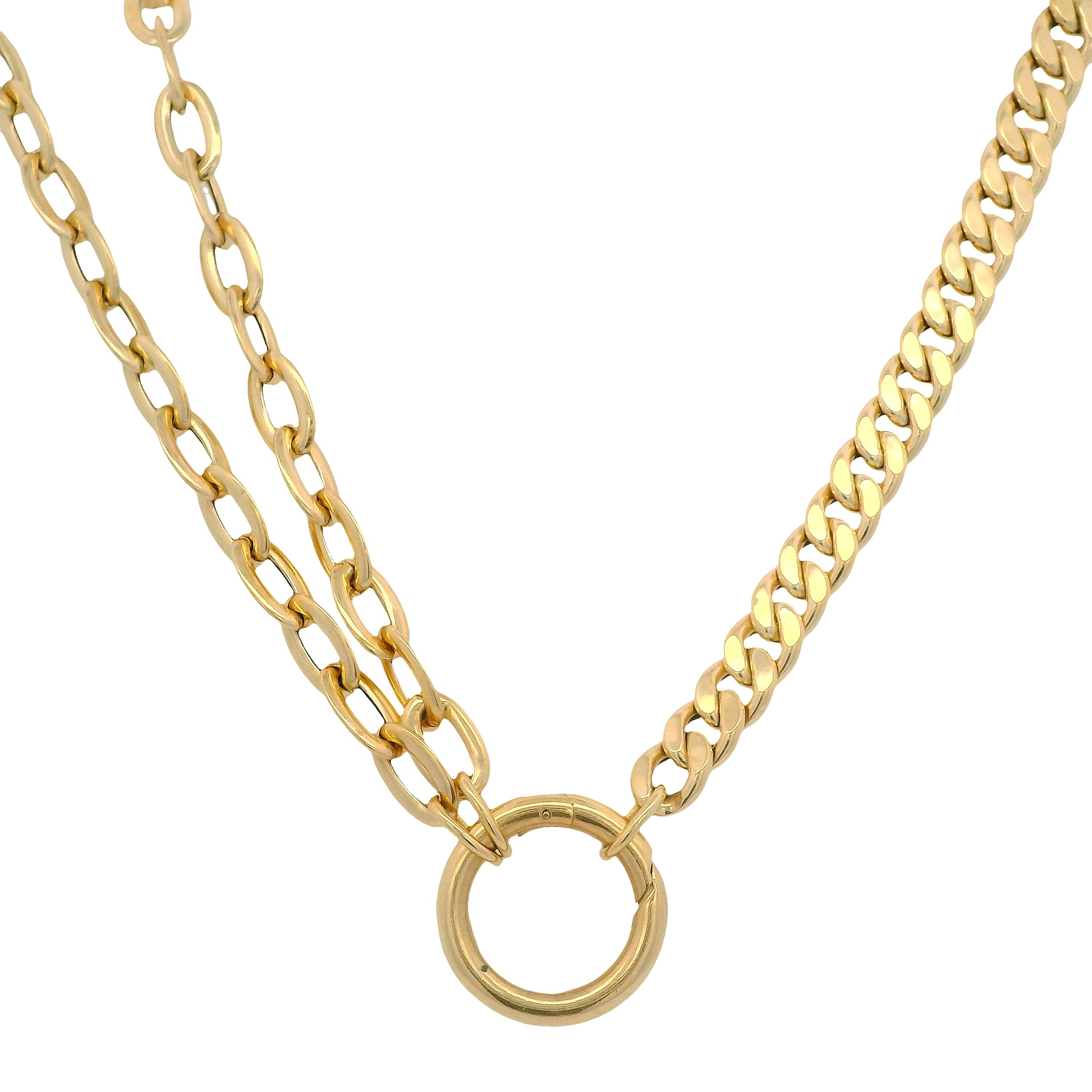 Oval & Curb Link Chain Necklace