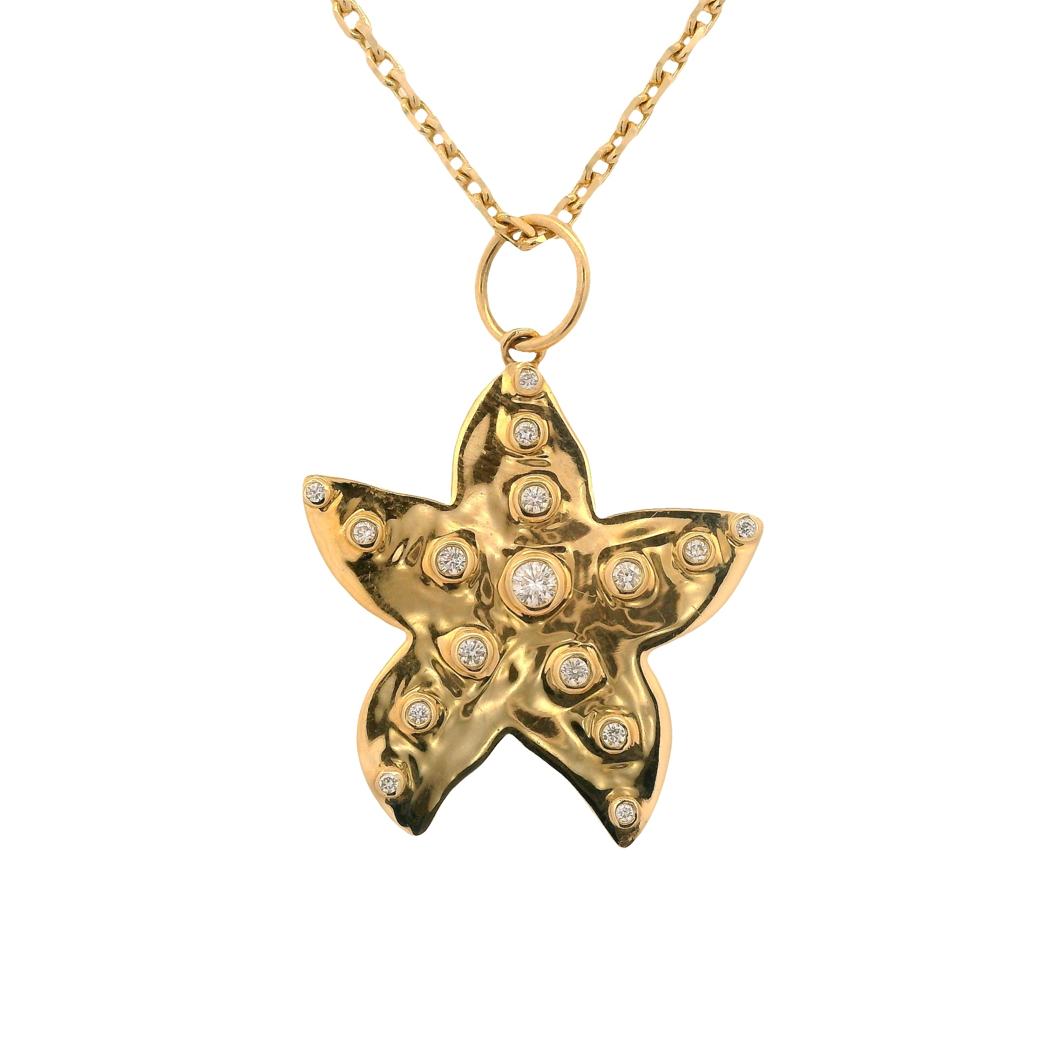 Bezel Round Diamond Starfish Pendant