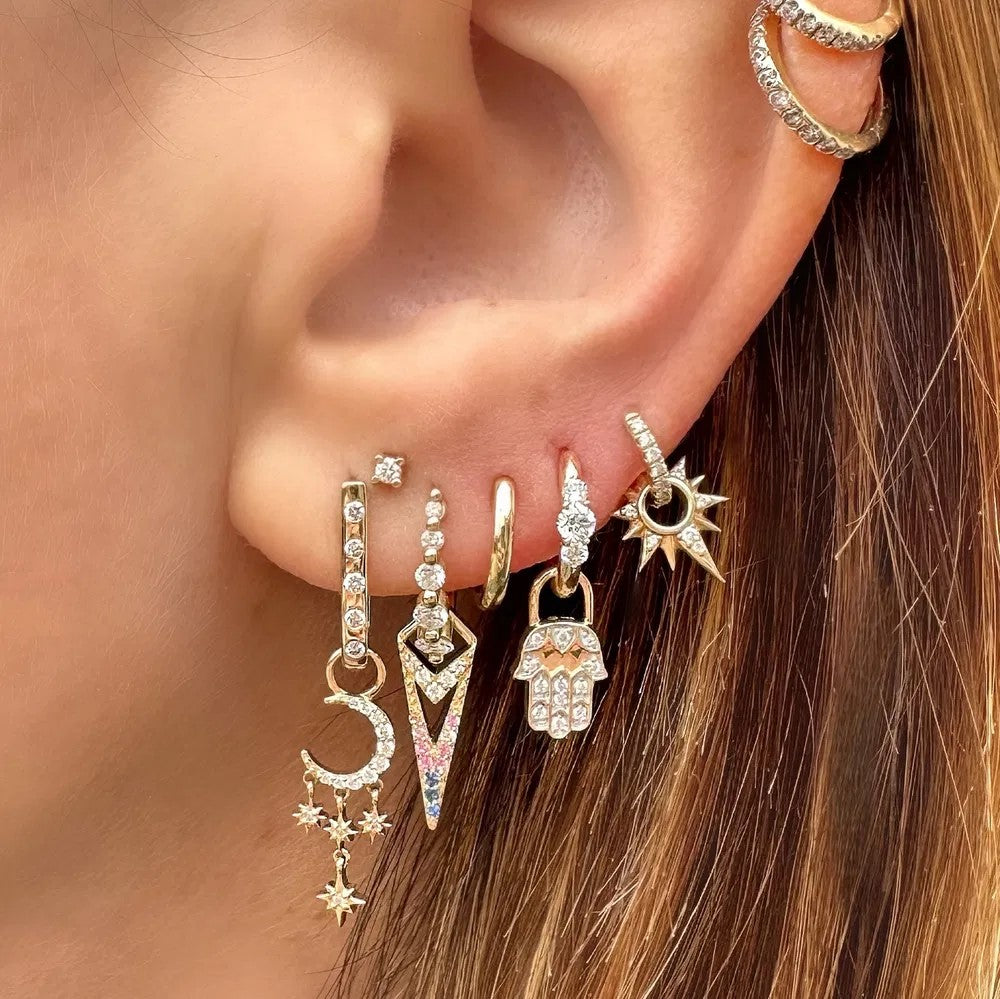 Diamond Prong Small Engraved Hoops