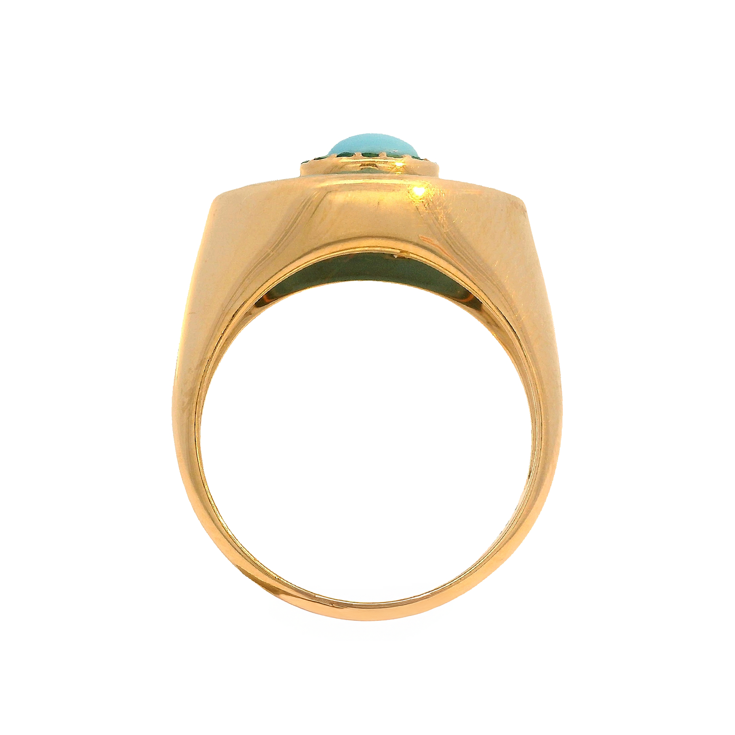 Turquoise Evil Eye Ring with Emerald Halo