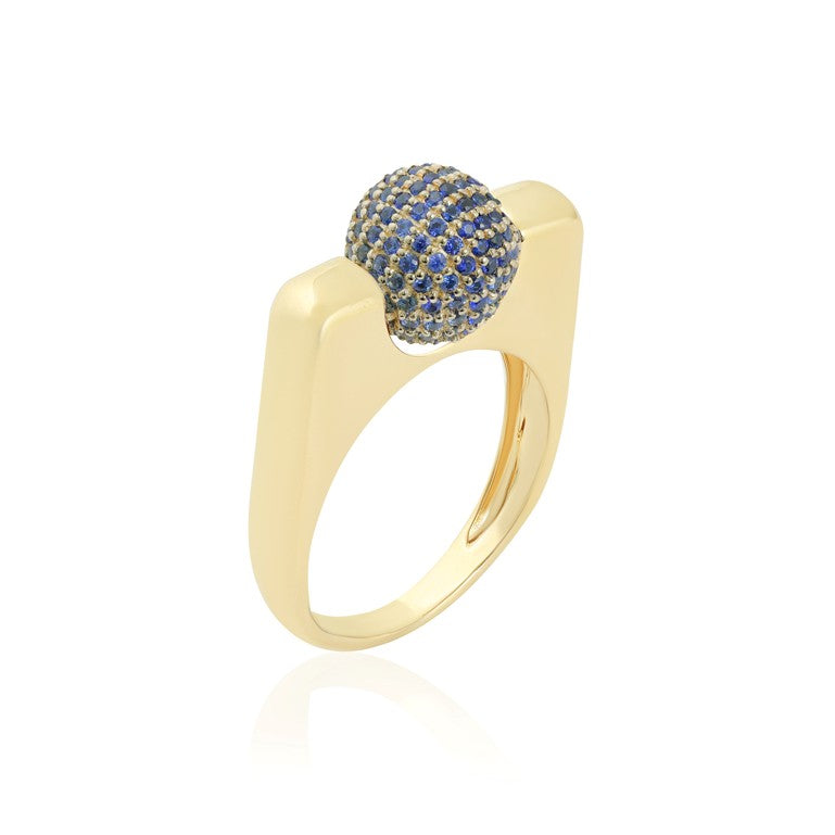Pavé Blue Sapphire Spinning Sphere Ring