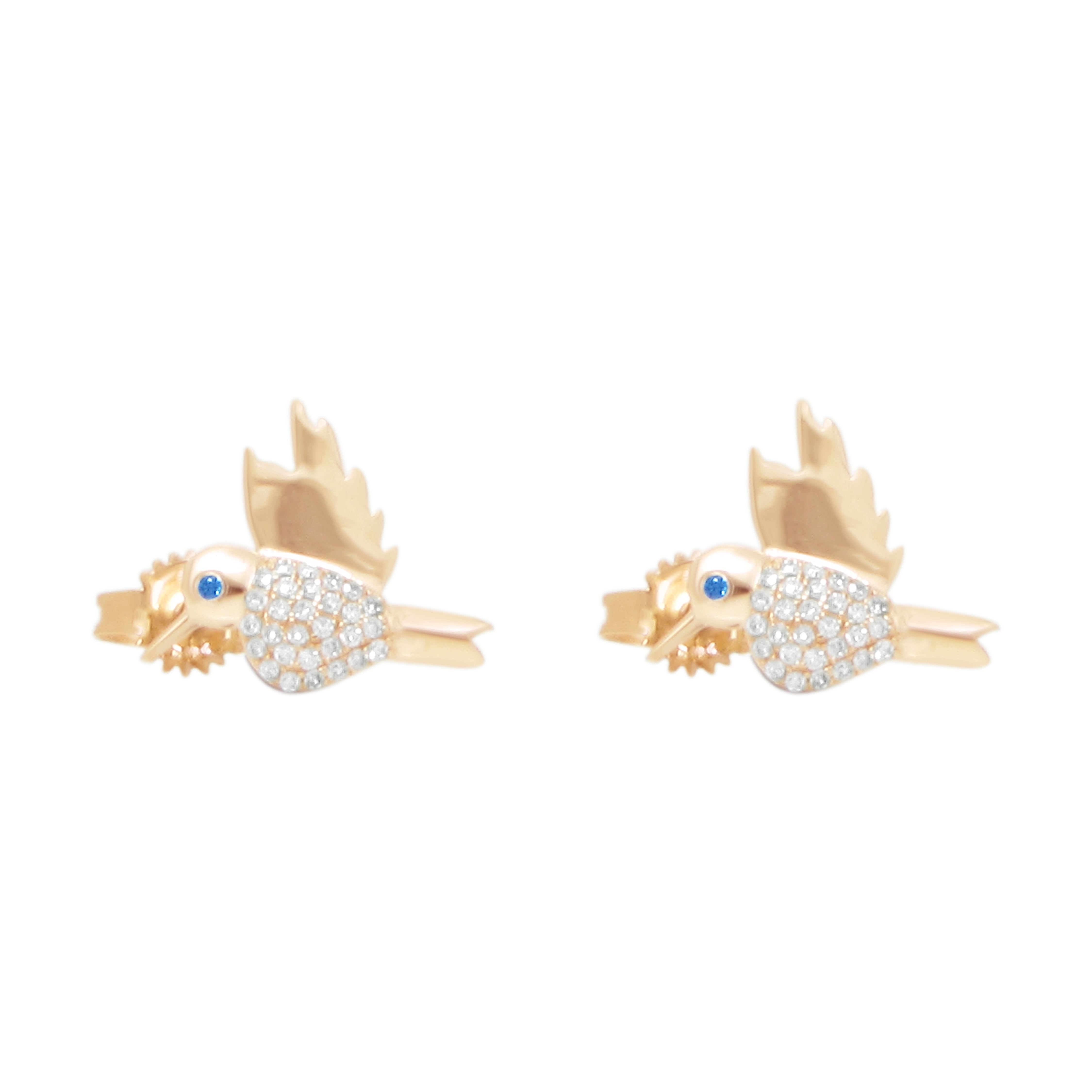 Pavé Diamond Hummingbird Stud Earrings