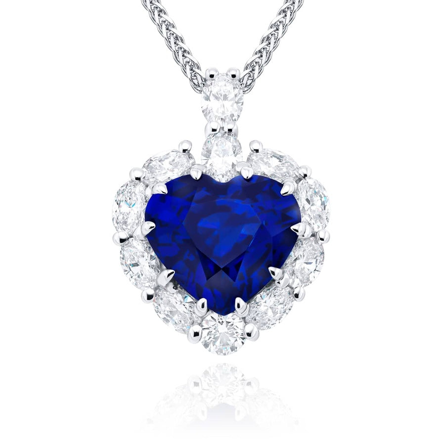 Platinum Heart-Shaped Sapphire Certified Pendant