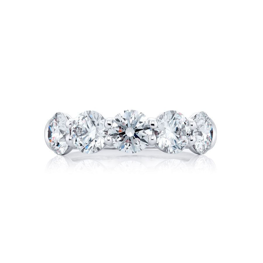 Platinum Round Diamond Single-Row Band