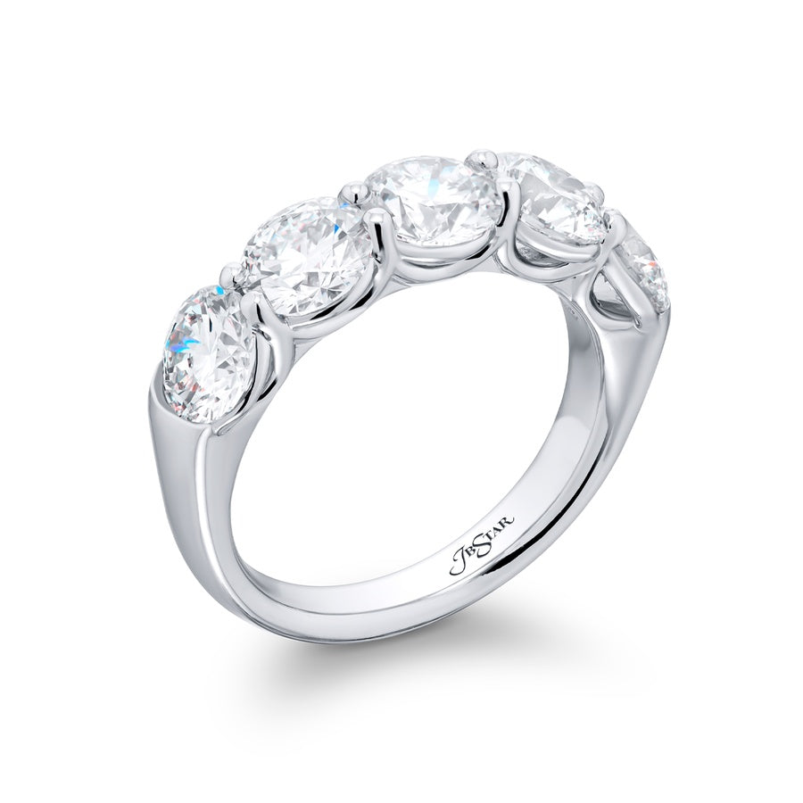 Platinum Round Diamond Single-Row Band