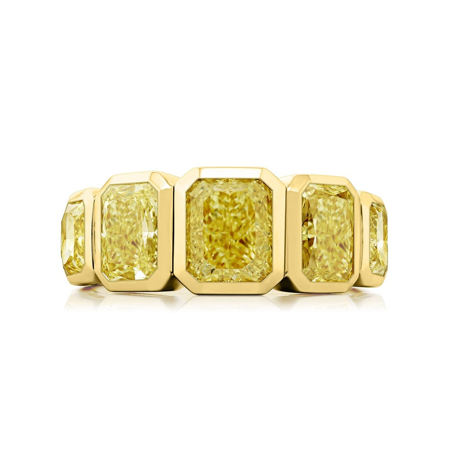 18K Yellow Gold Radiant-Cut Fancy Yellow Diamond Single-Row GIA Certified Band